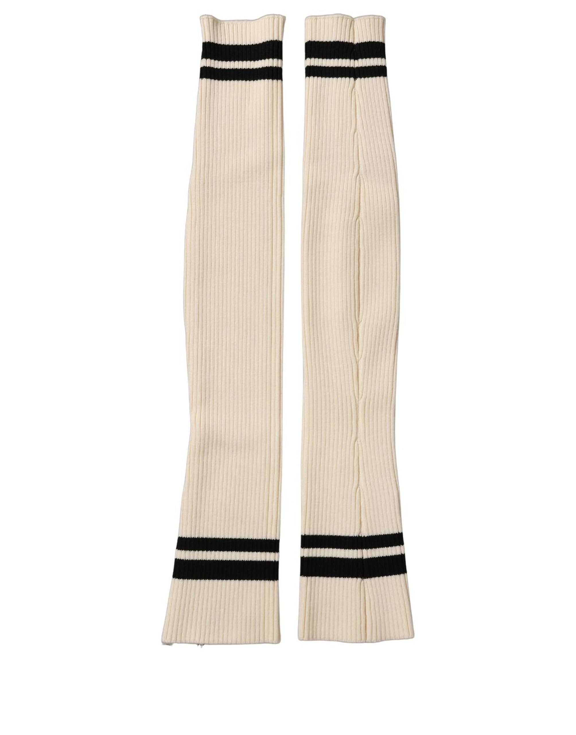 Dolce & Gabbana Cream Wool Thigh High Leg Warmer Accessory Women's Socks