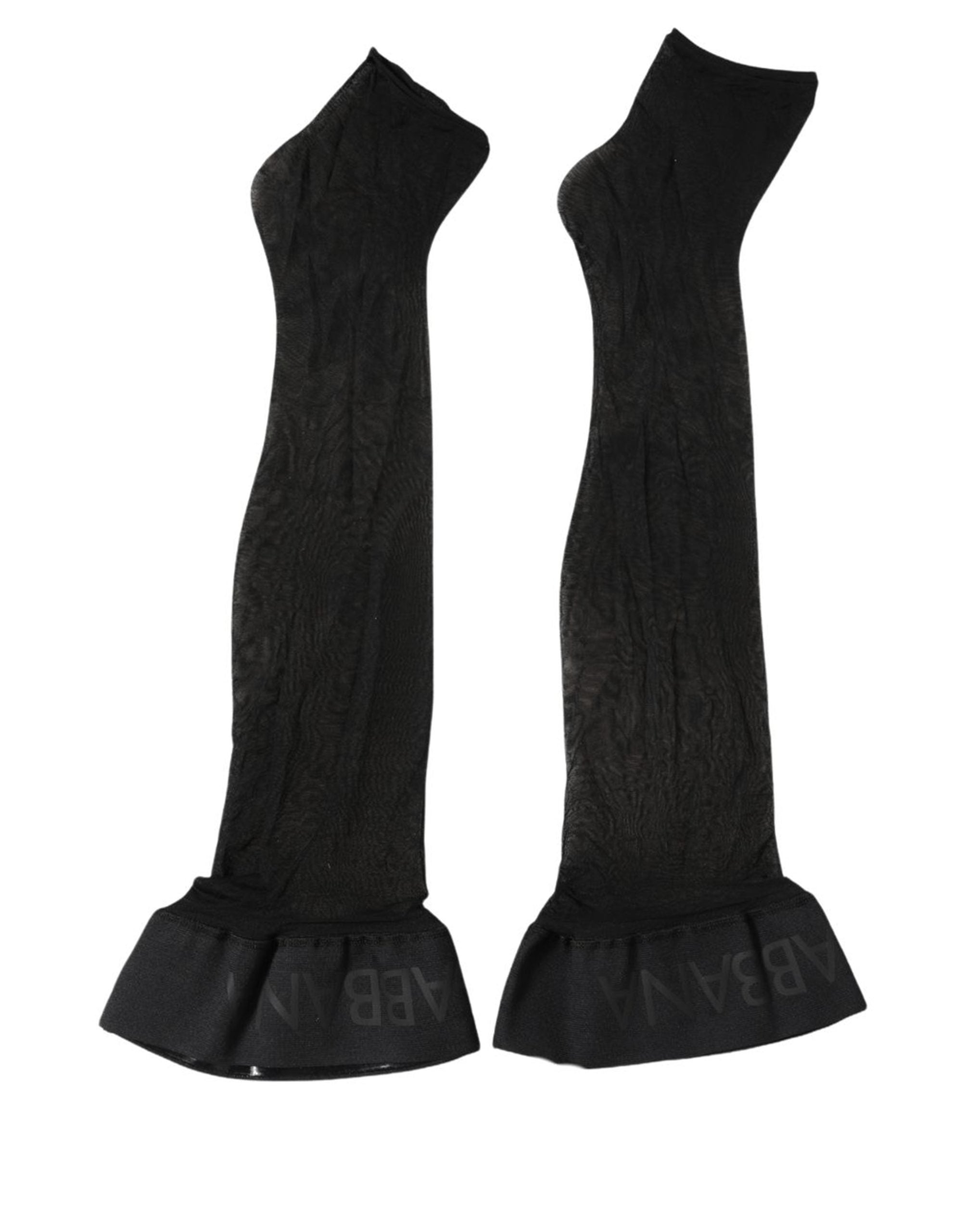 Dolce & Gabbana Black Nylon Logo Calf Long Women Accessory Women's Socks