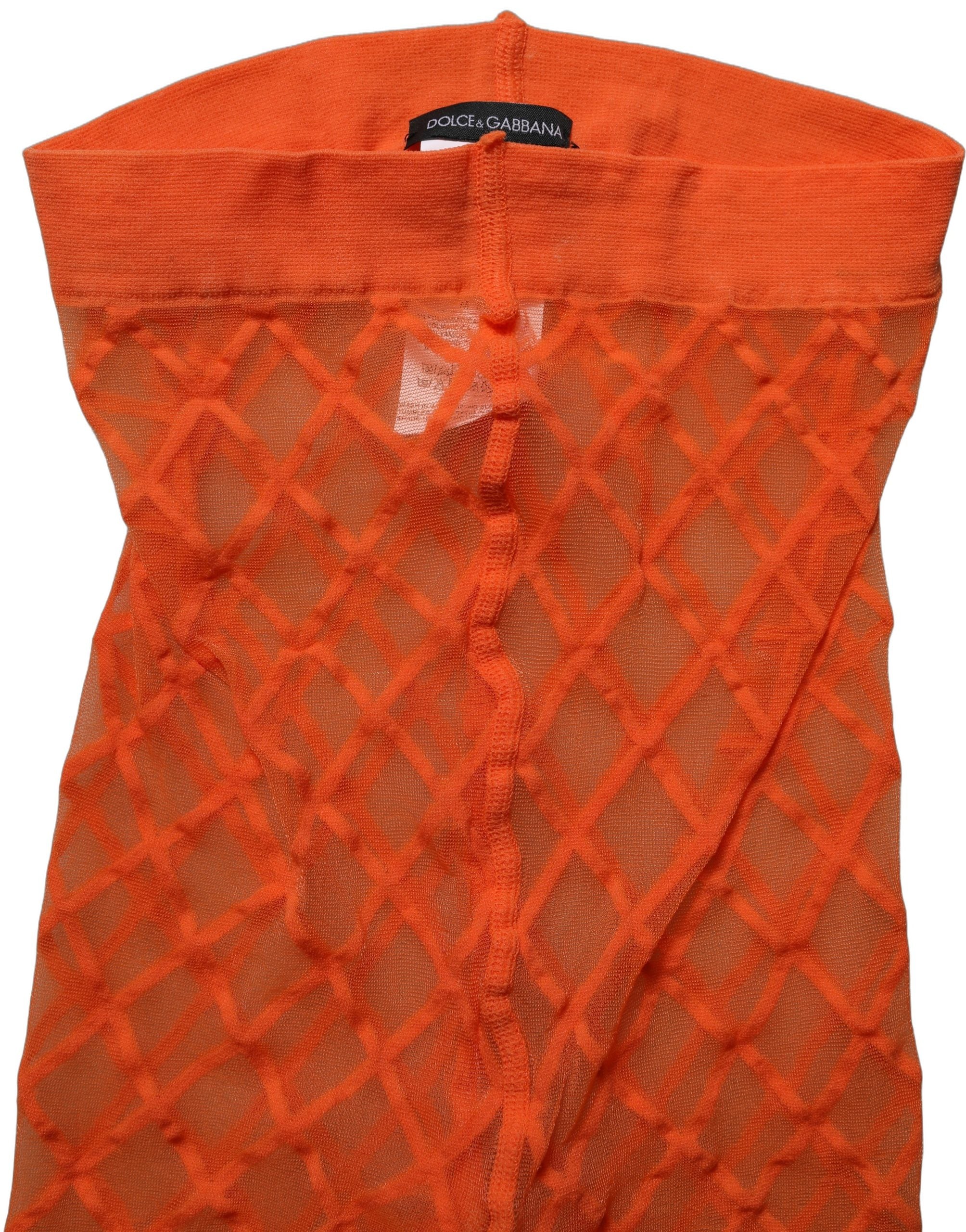 Dolce & Gabbana Orange Nylon Fishnet Pantyhose Stockings Women's Socks