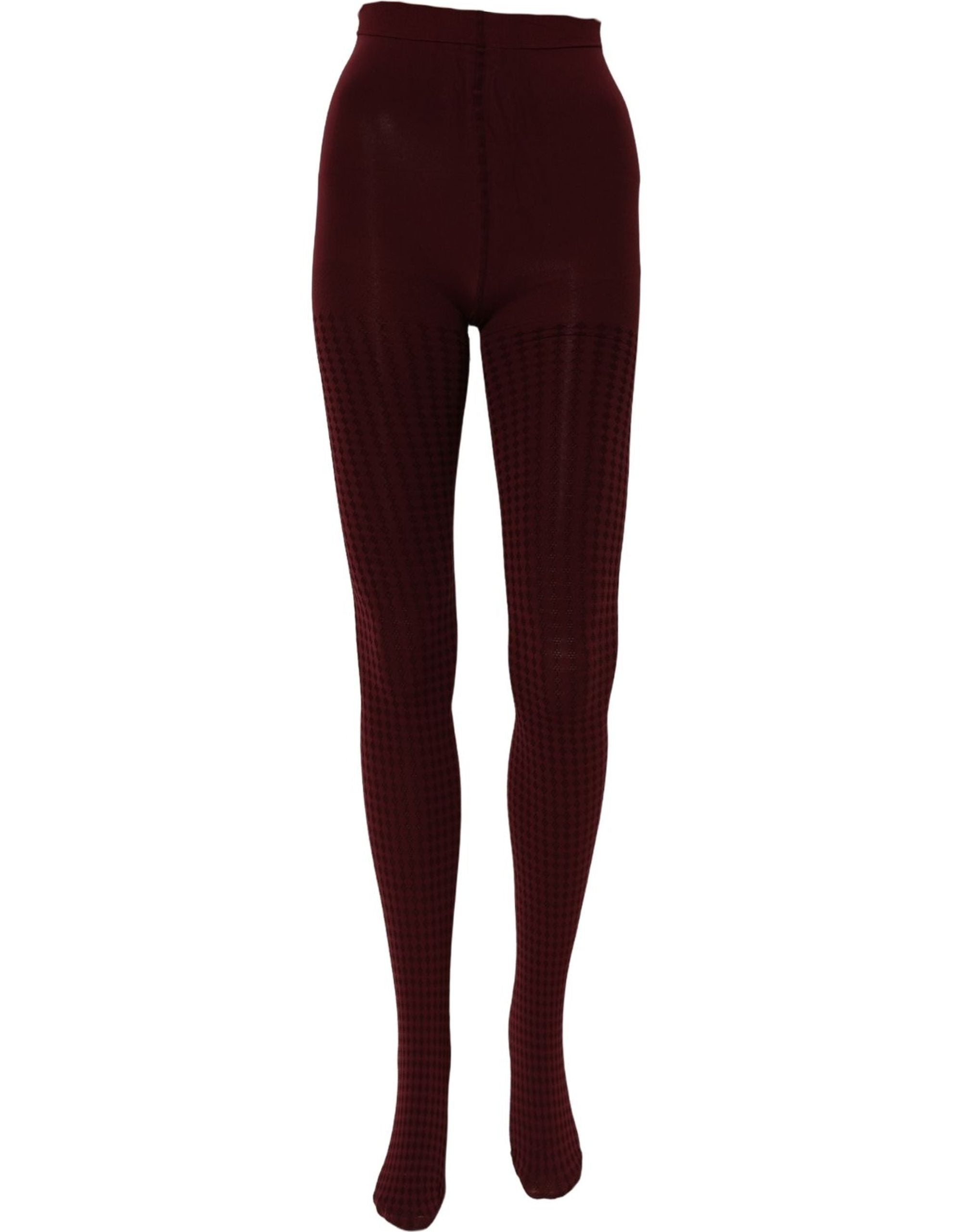 Dolce & Gabbana Burgundy Nylon Fishnet Pantyhose Stockings Women's Socks