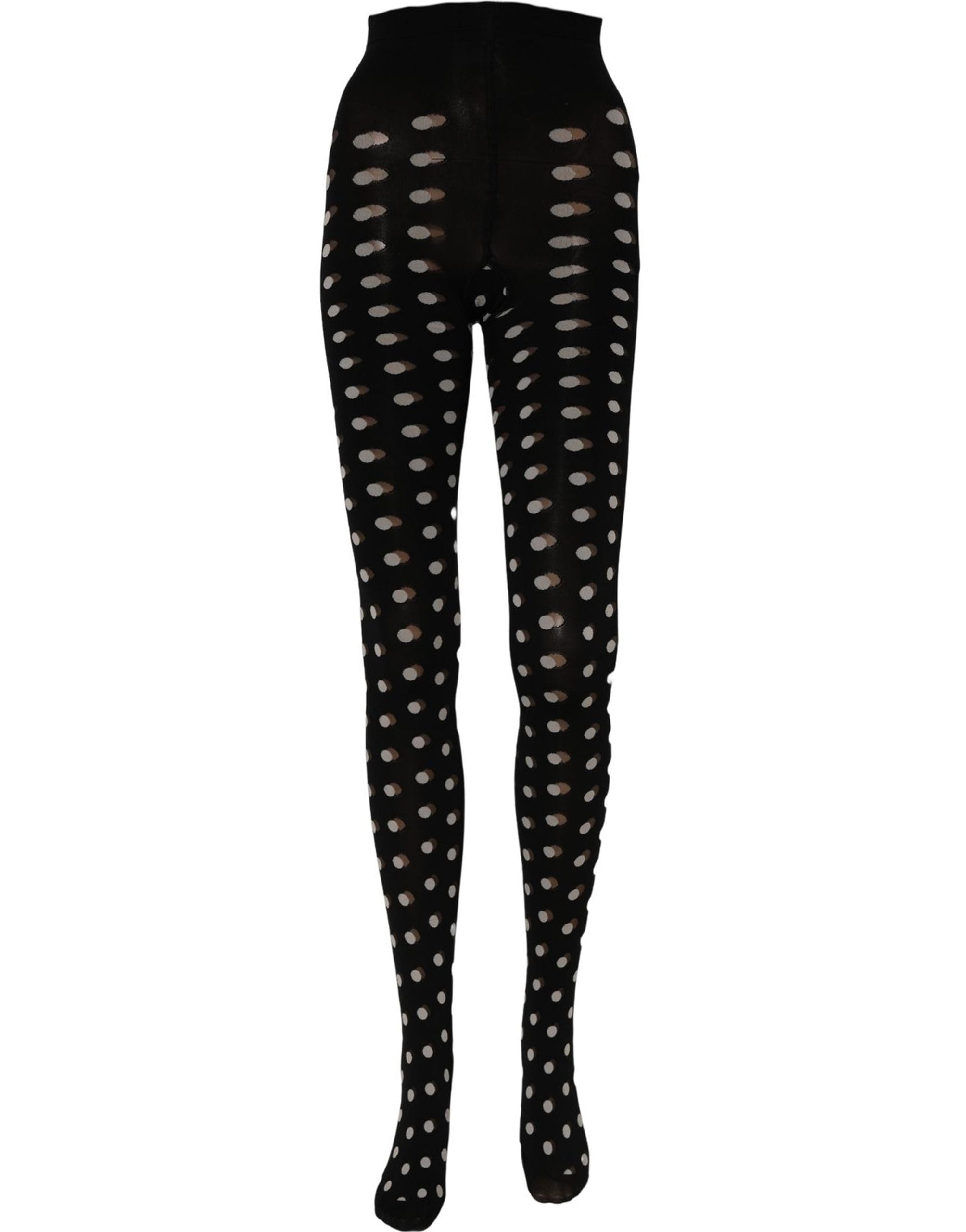 Dolce & Gabbana Black Polka Dot Fishnet Pantyhose Stockings Women's Socks