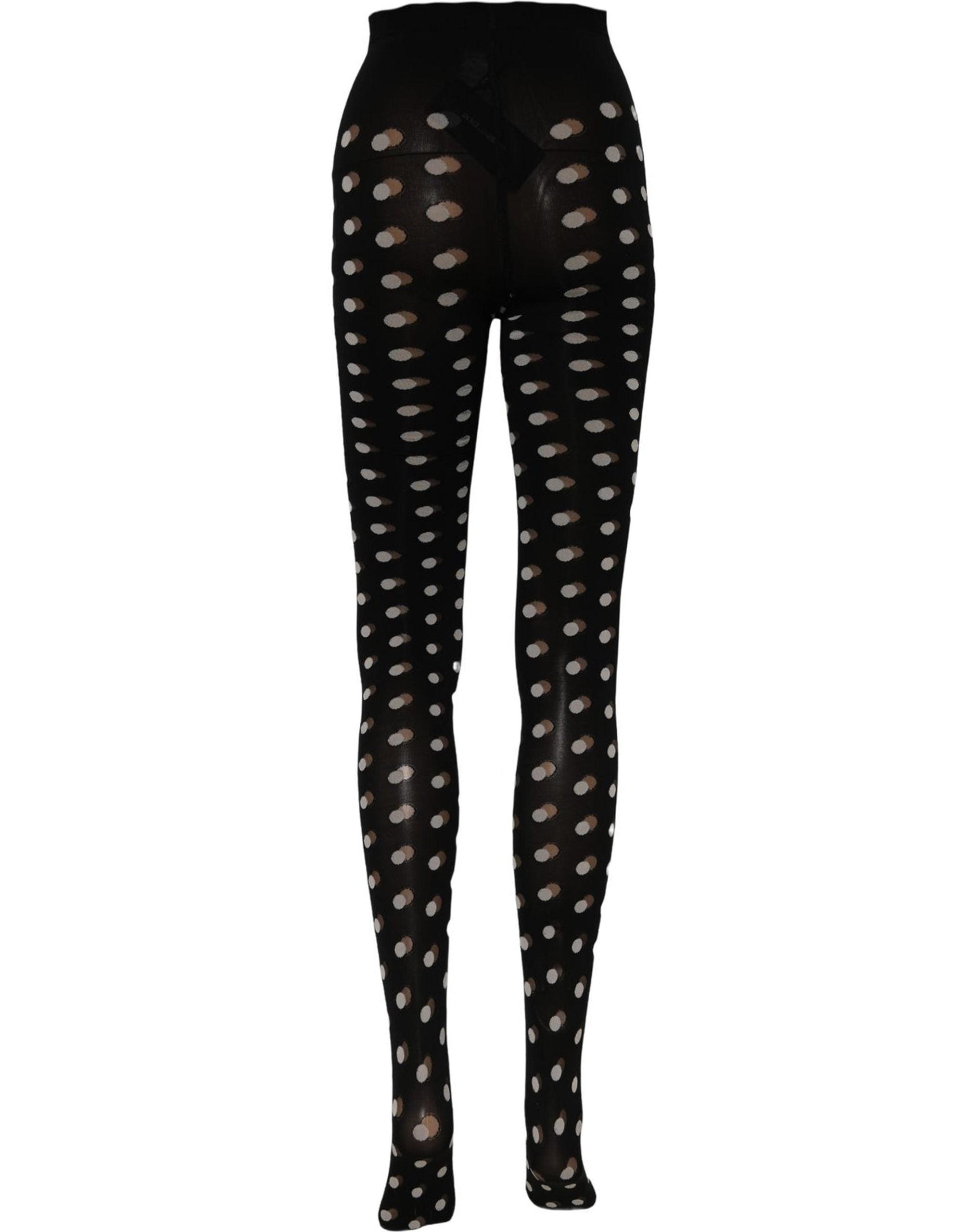 Dolce & Gabbana Black Polka Dot Fishnet Pantyhose Stockings Women's Socks