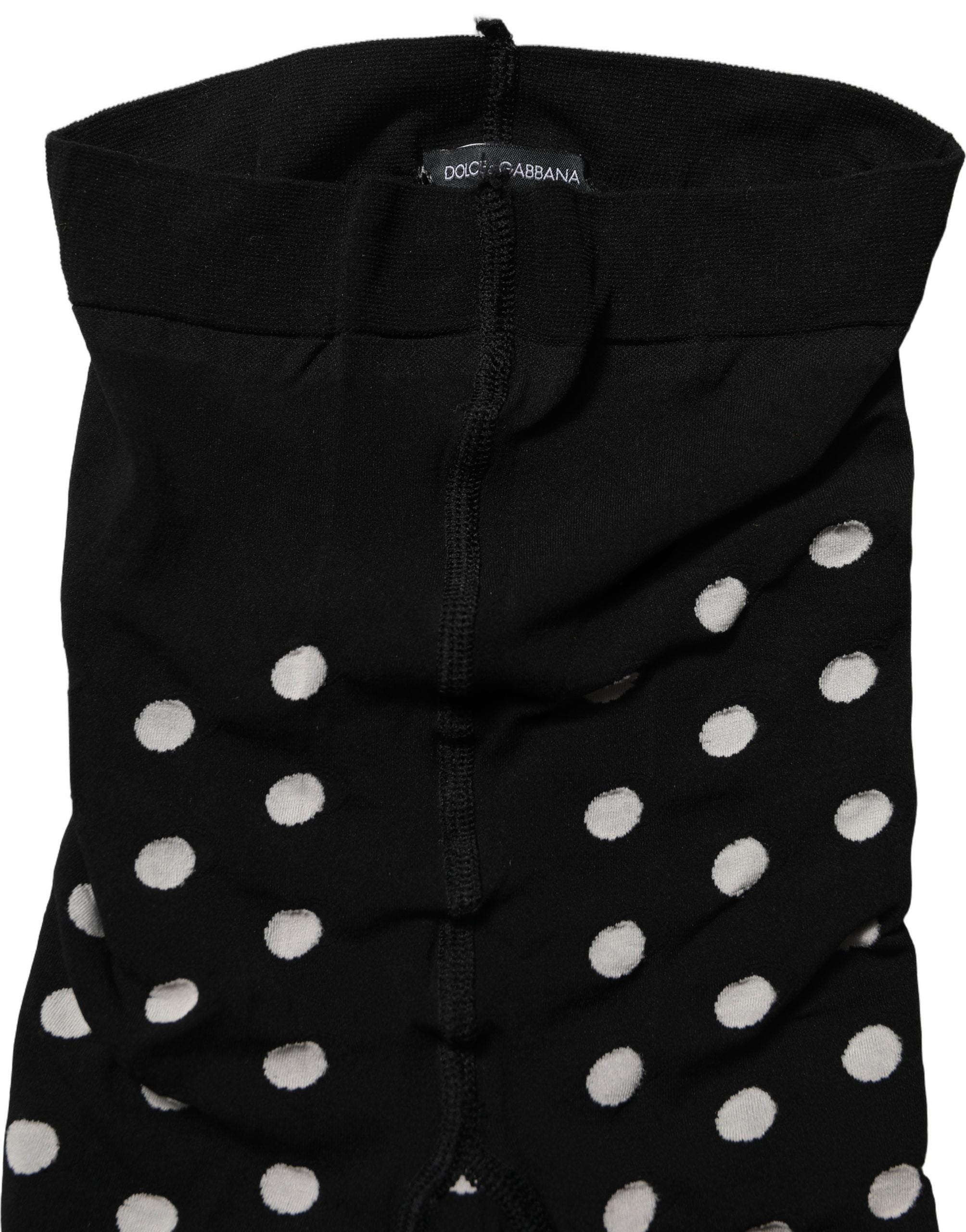 Dolce & Gabbana Black Polka Dot Fishnet Pantyhose Stockings Women's Socks