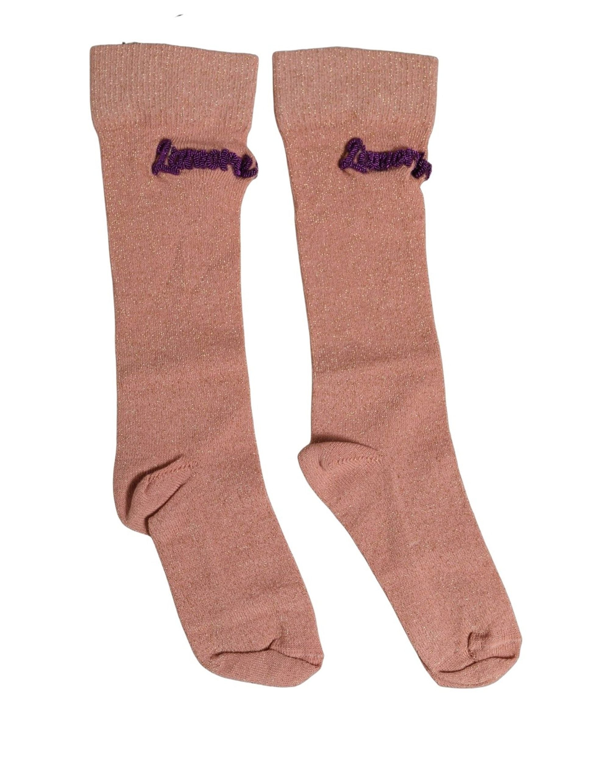 Dolce & Gabbana Dusty Pink Embroidered Mid Calf Accessory Women's Socks