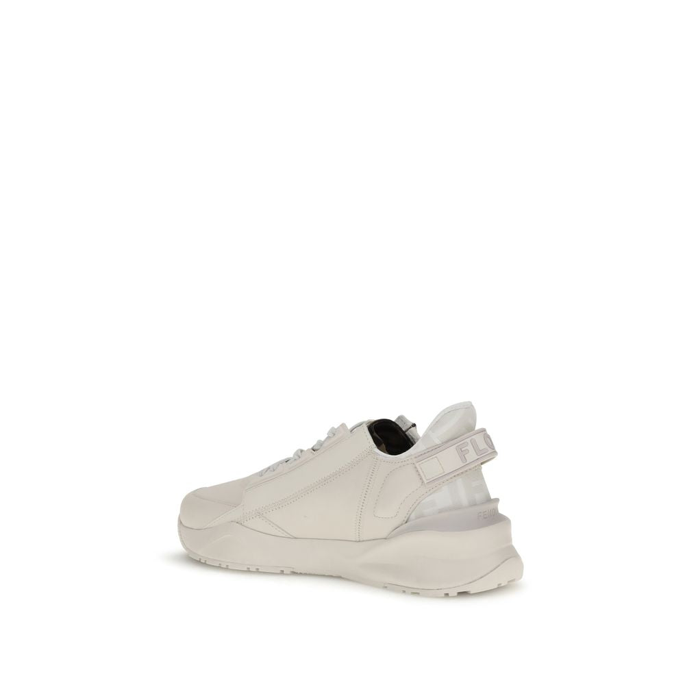 Fendi White Calf Leather Bos Taurus Athletic Women's Sneakers