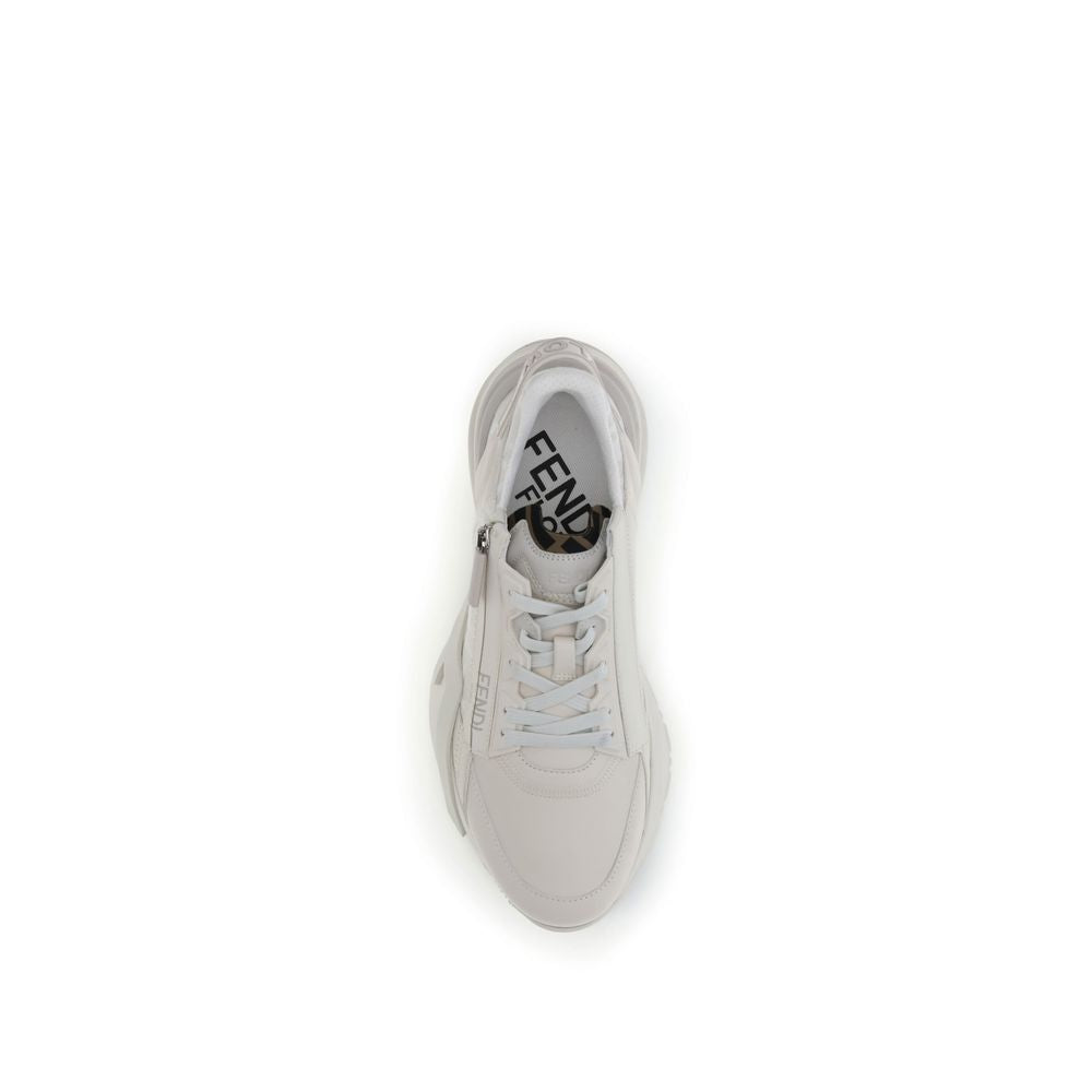 Fendi White Calf Leather Bos Taurus Athletic Women's Sneakers
