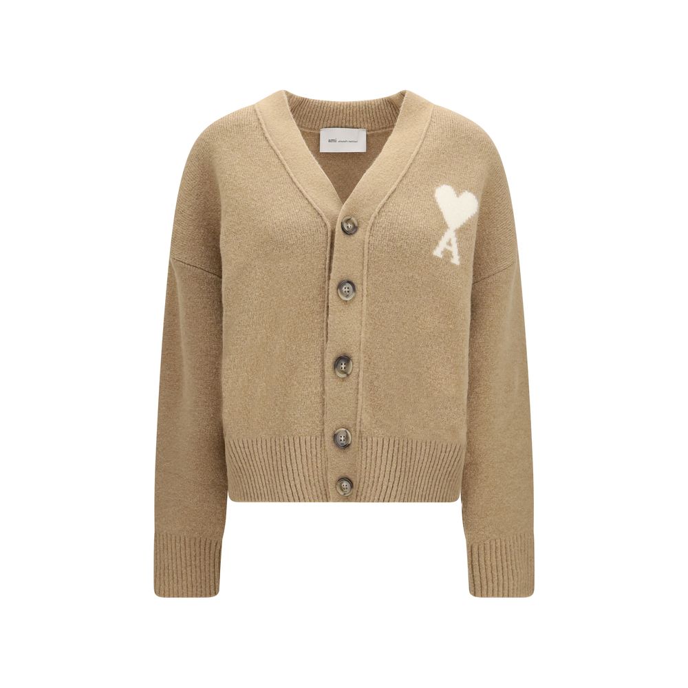 Ami Paris Beige Alpaca Vicugna Pacos Women's Cardigan
