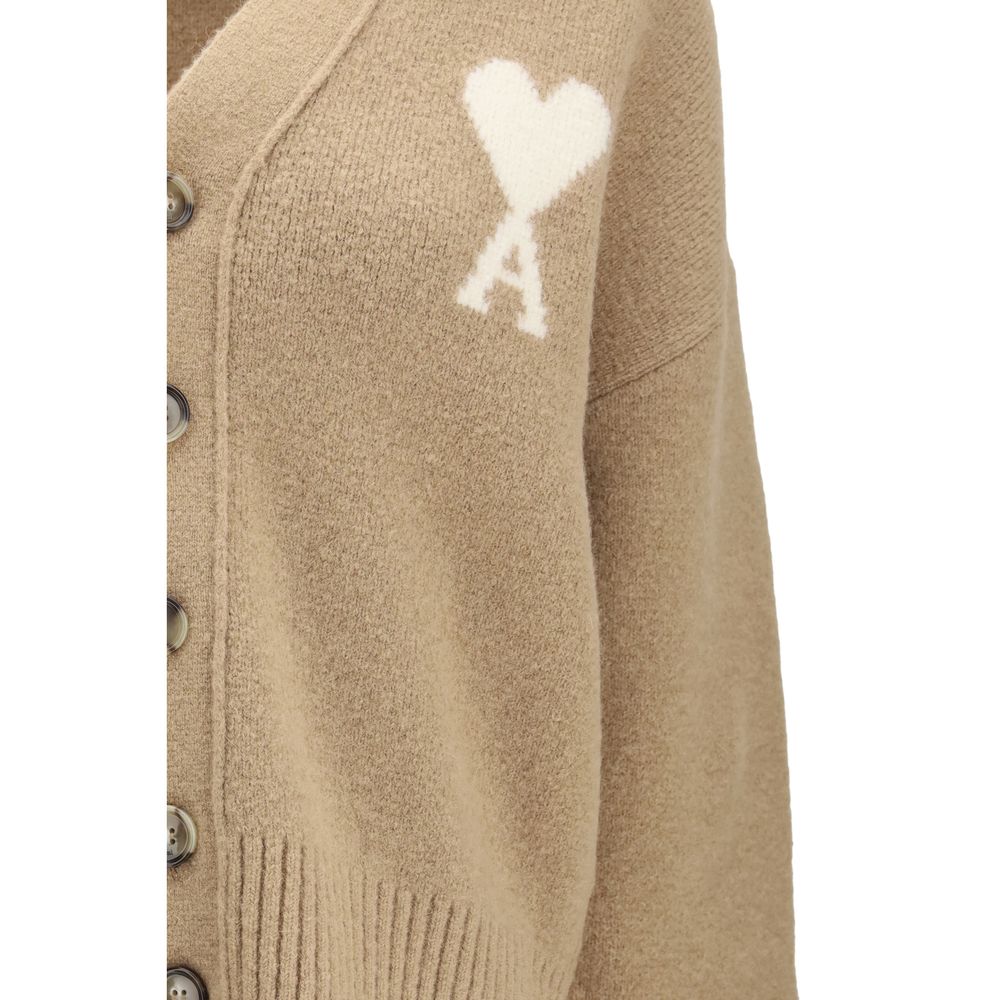 Ami Paris Beige Alpaca Vicugna Pacos Women's Cardigan