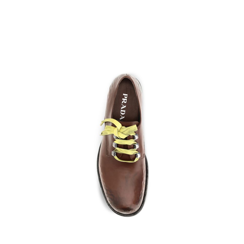 Prada Brown Calf Leather Bos Taurus Slip-On Women's Loafers