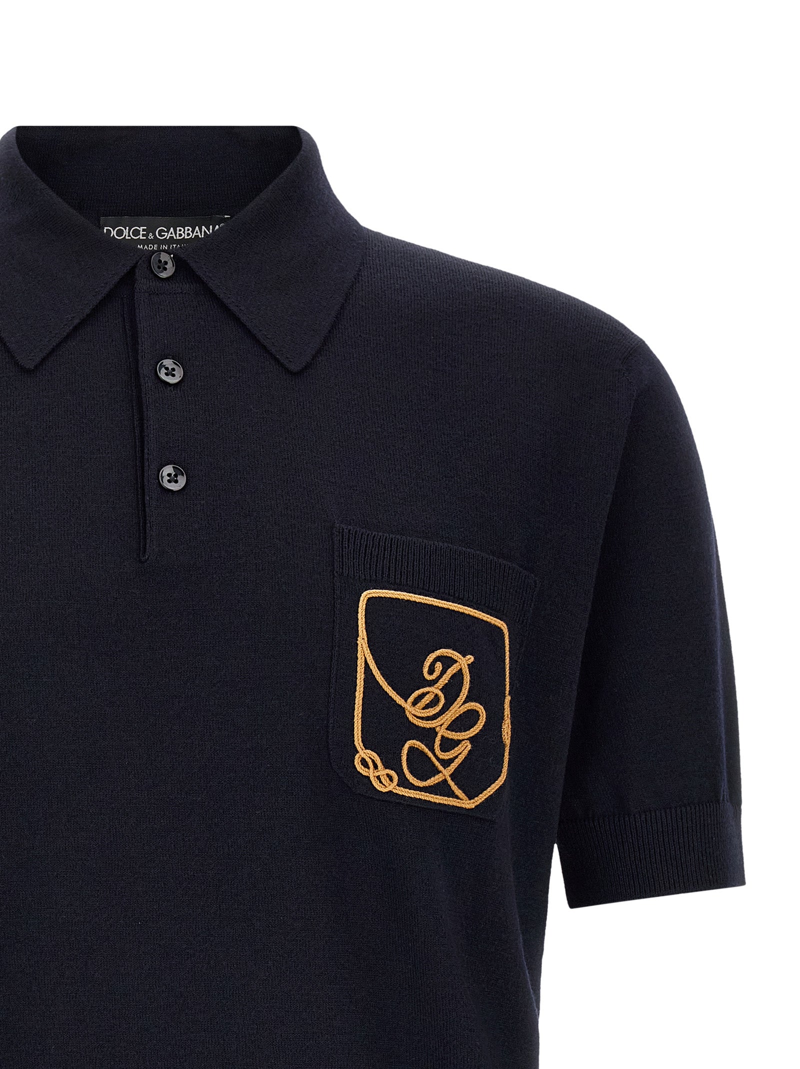 Dolce & Gabbana Blue Virgin Wool Polo Men's Shirt