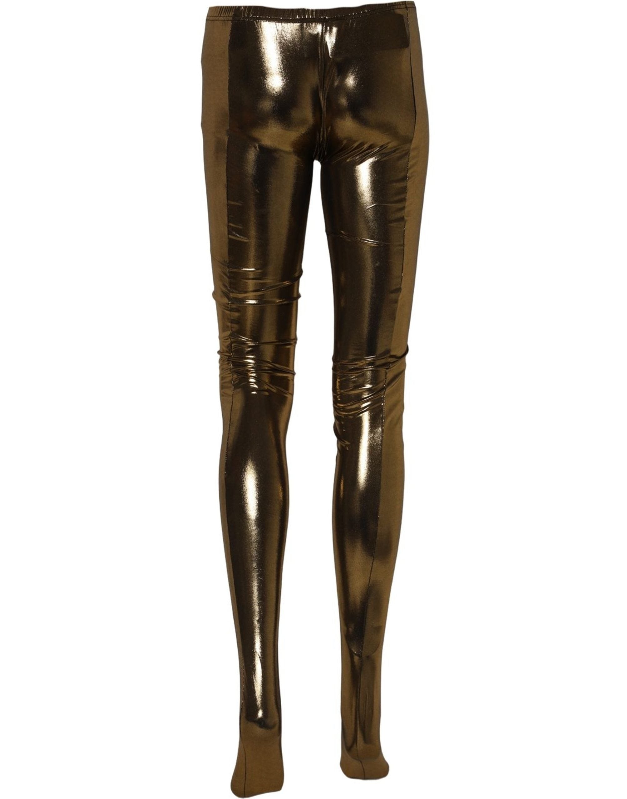 Dolce & Gabbana Gold Metallic Leggings Pantyhose Stockings Women's Socks