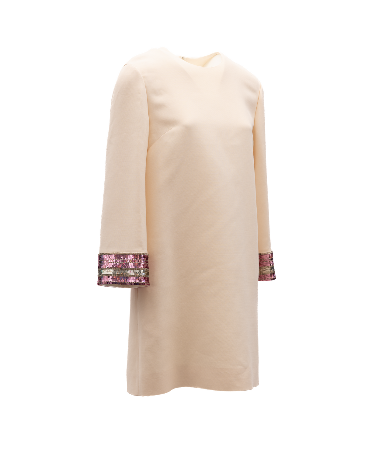 Valentino Garavani Women Cream Dress With Multi-Colored Sequin Women's Cuffs
