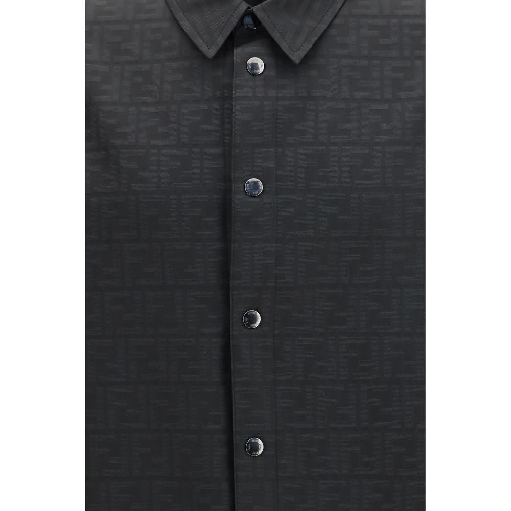 Fendi Black Polyester Pattern Men's Shirt