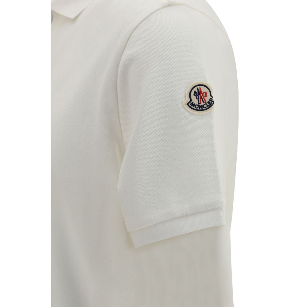 Moncler White Cotton Polo Men's Shirt