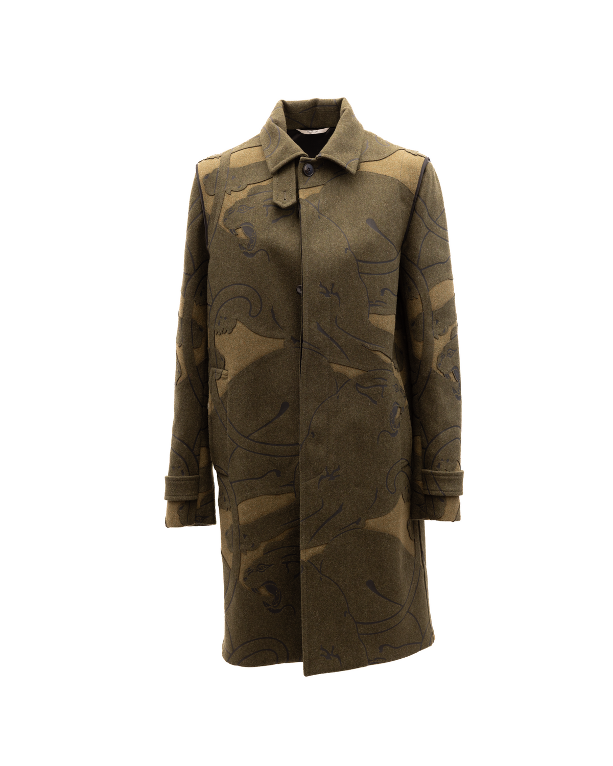 Valentino Garavani Green With Dark Patterns Women Wool Women's Coat