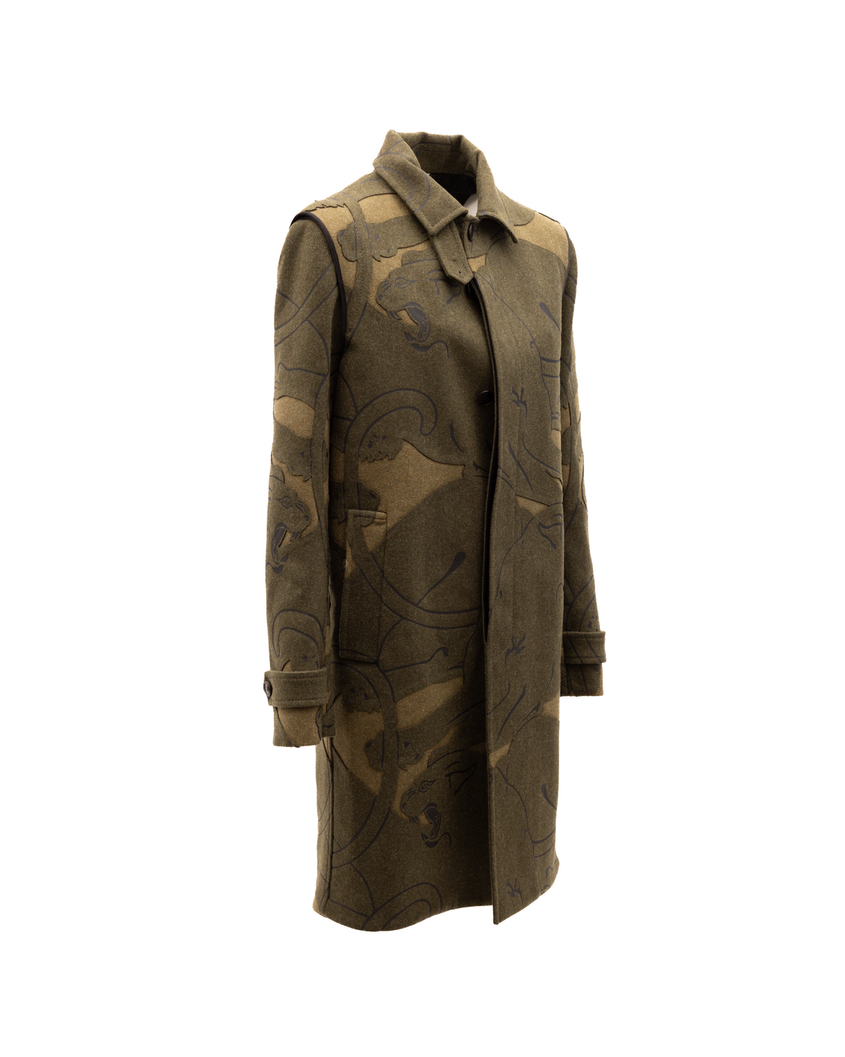 Valentino Garavani Green With Dark Patterns Women Wool Women's Coat