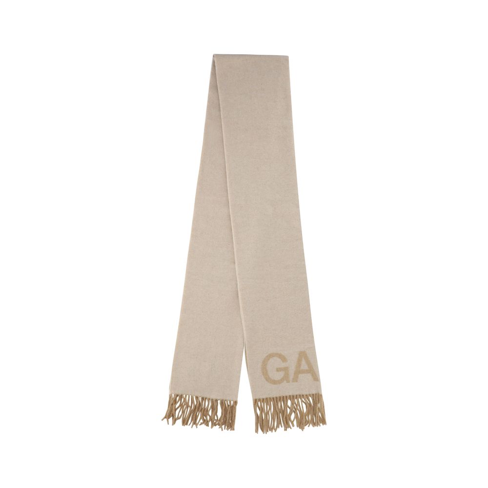 Ganni White Wool Oves Aries Women's Foulard