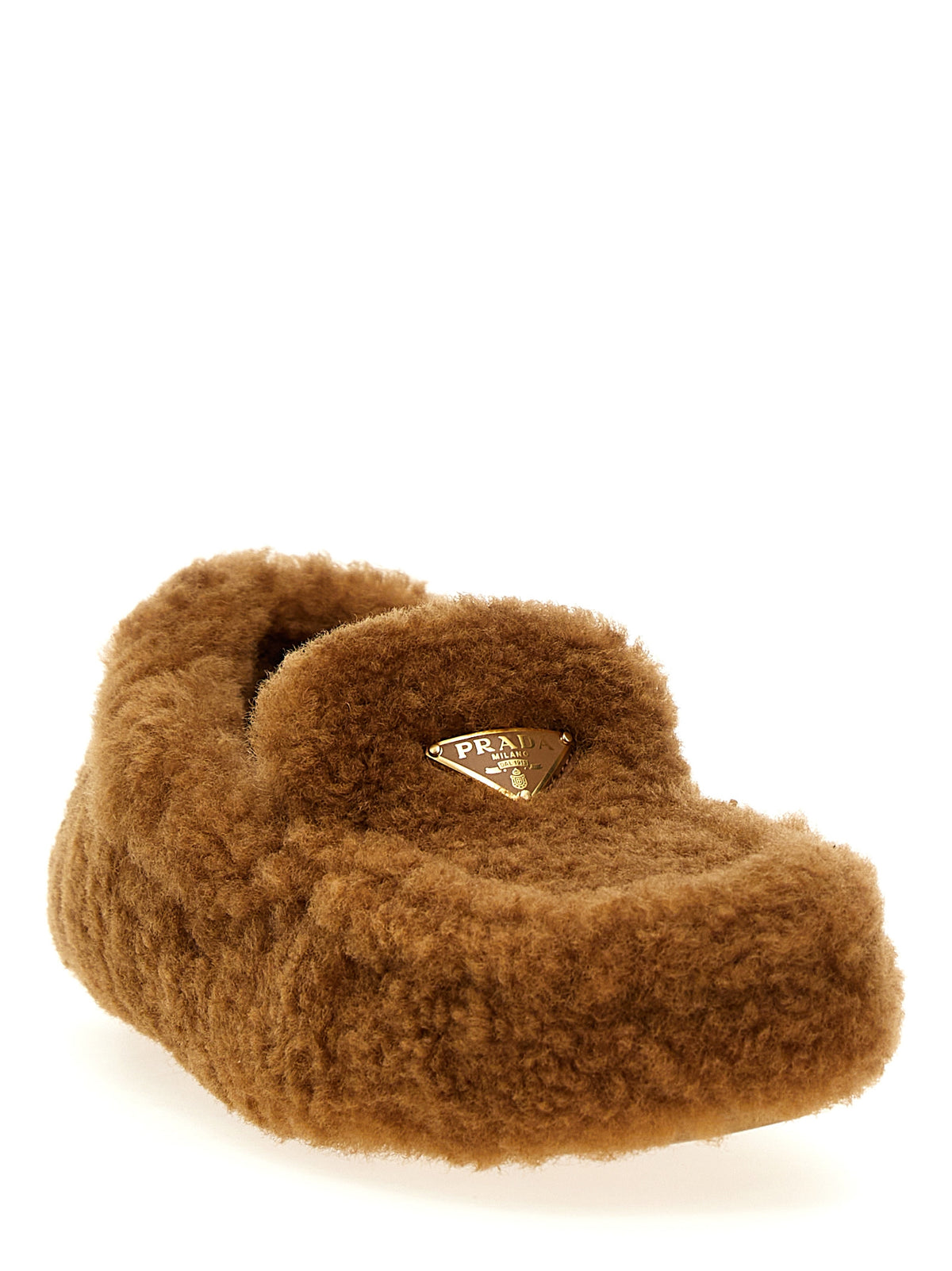 Prada Brown Lamb Leather Slip-On Women's Loafers