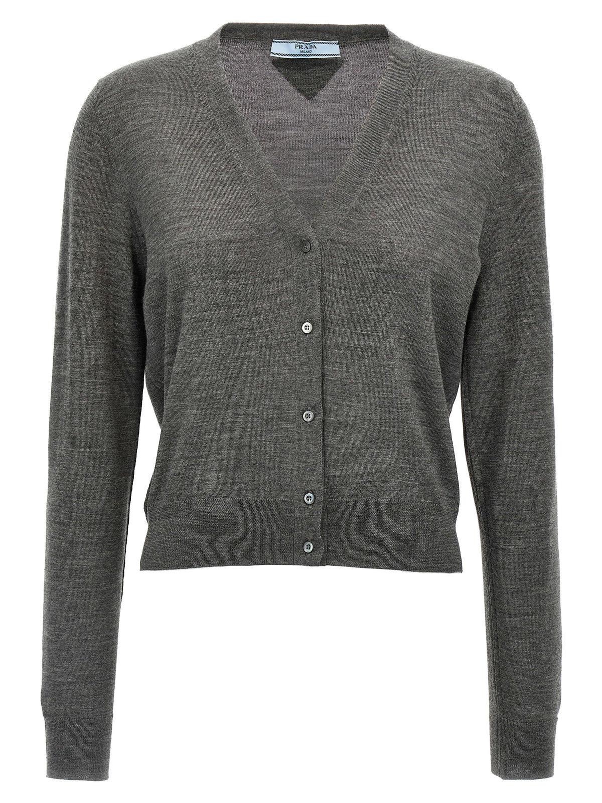 Prada Gray Virgin Wool Women's Cardigan
