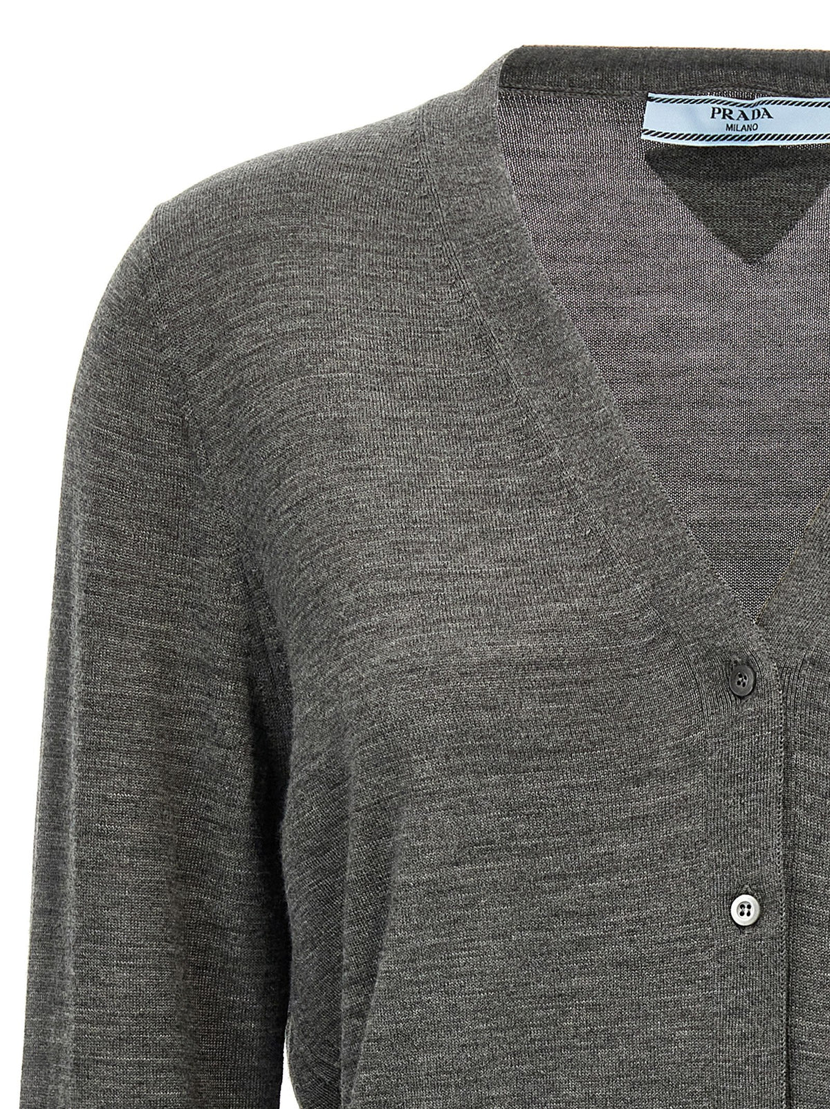 Prada Gray Virgin Wool Women's Cardigan