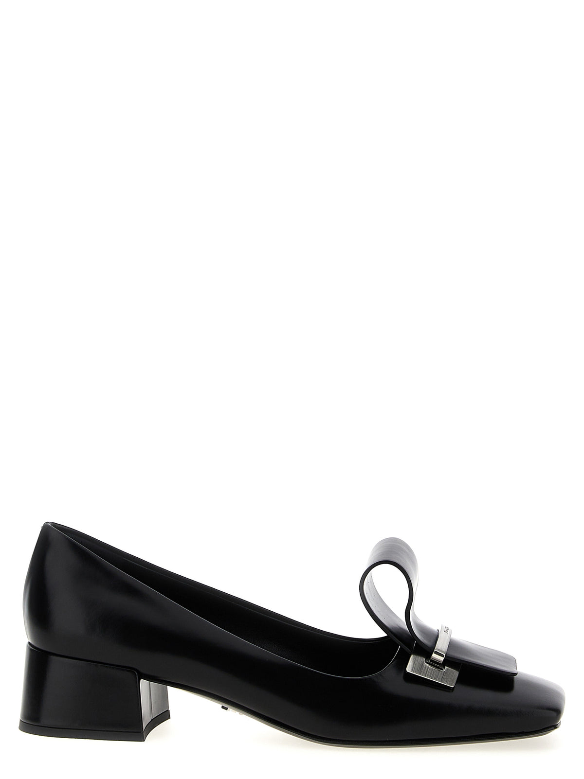 Prada Black Calfskin Mid Heel Women's Pumps