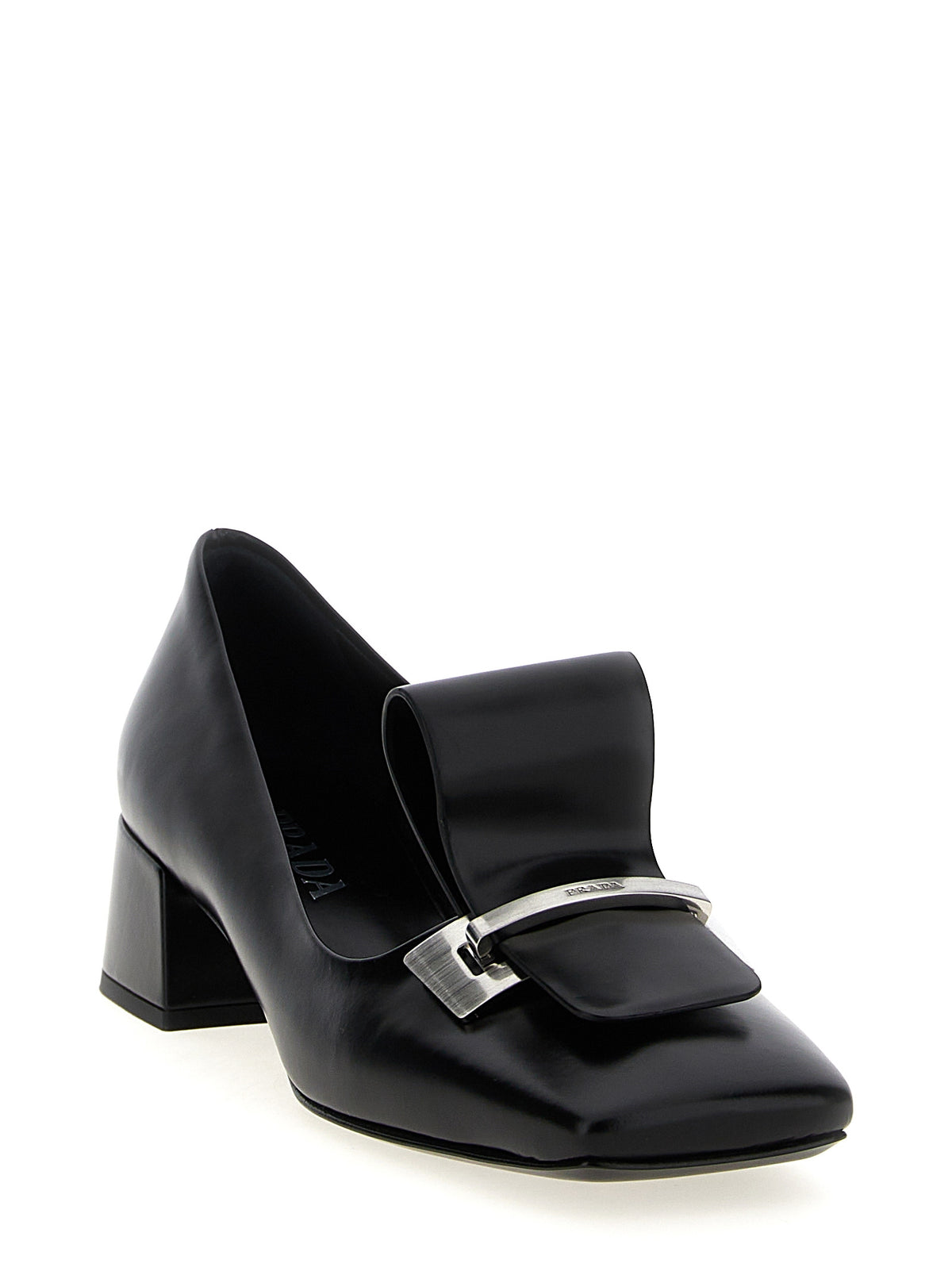 Prada Black Calfskin Mid Heel Women's Pumps
