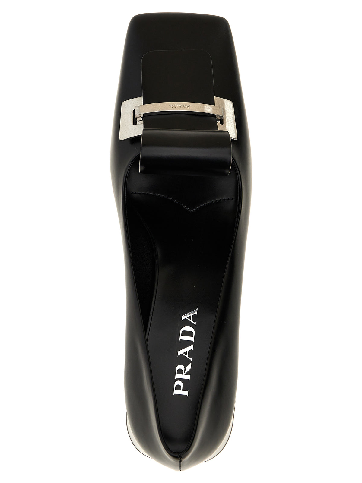 Prada Black Calfskin Mid Heel Women's Pumps