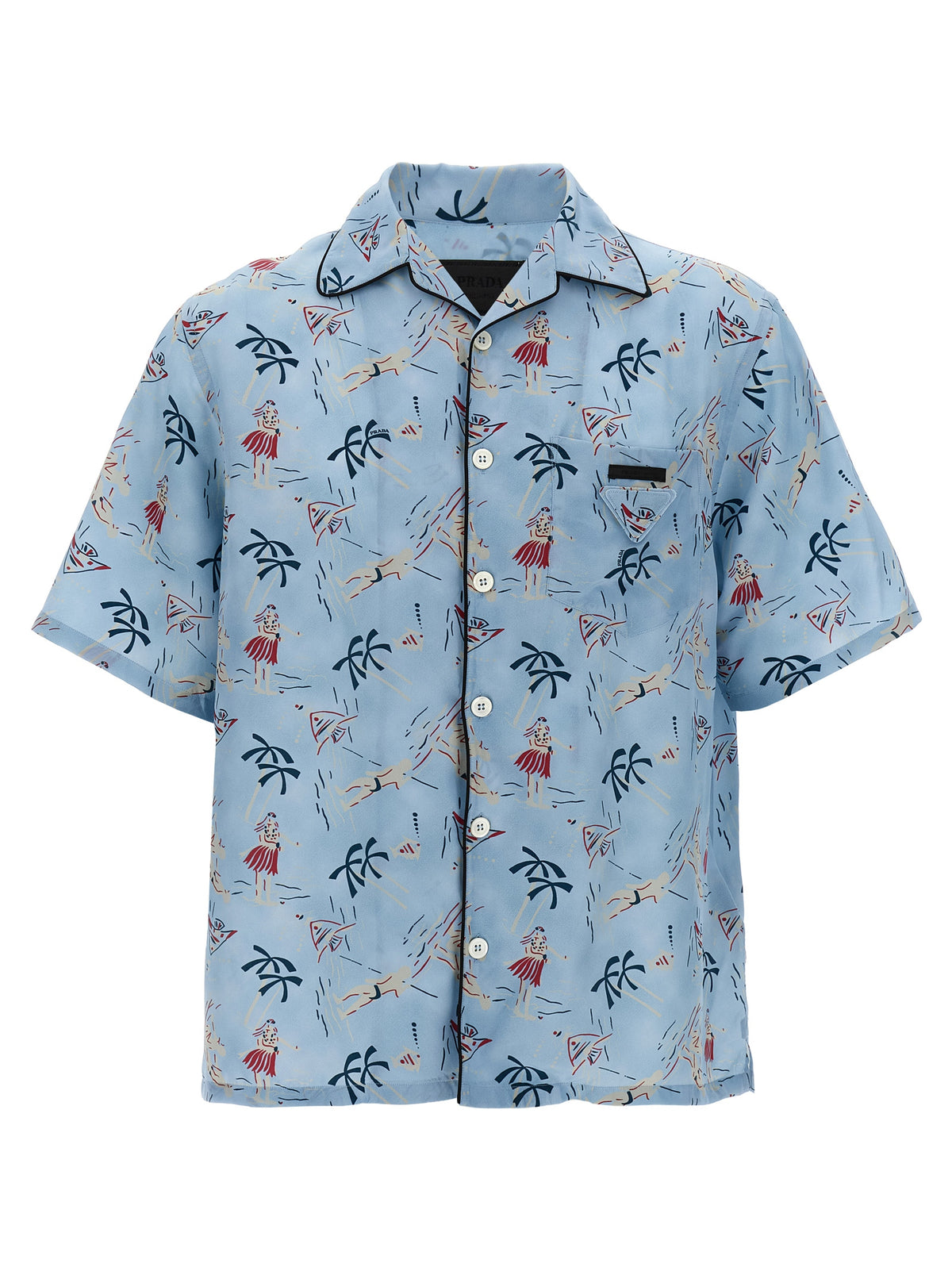 Prada Blue Viscose Men's Blouse