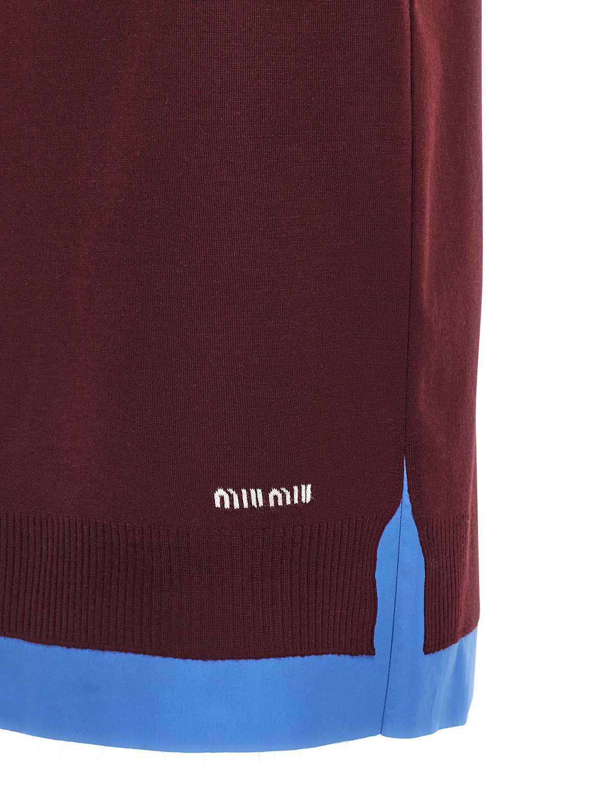 Miu Miu Bordeaux Virgin Wool Midi Women's Skirt