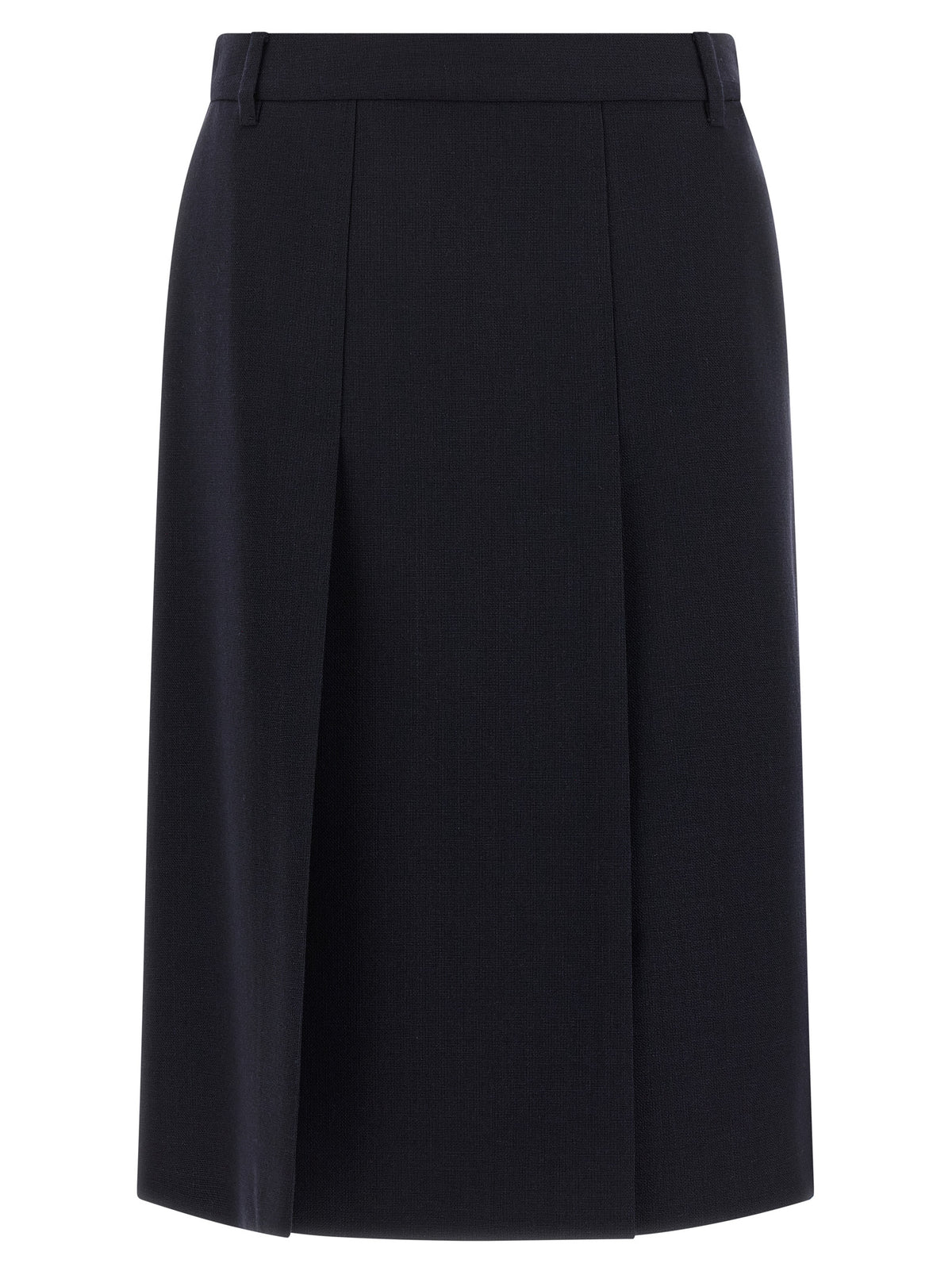 Prada Blue Virgin Wool Midi Women's Skirt