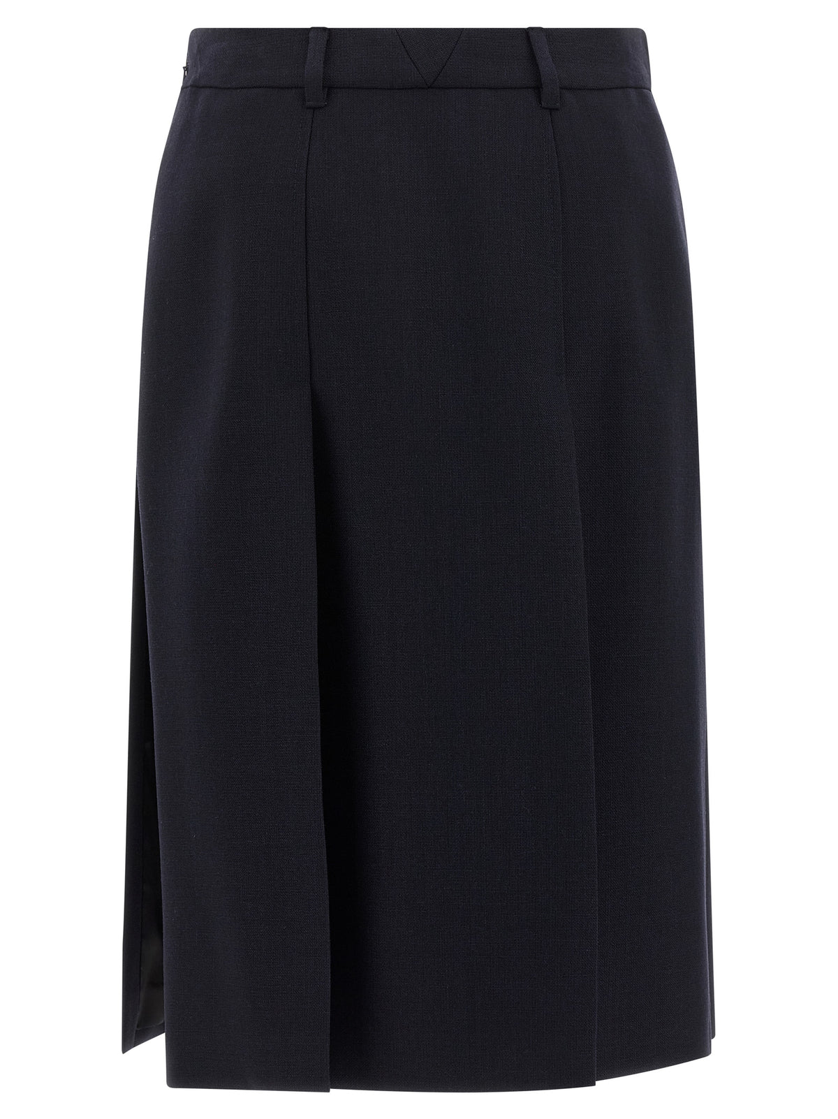 Prada Blue Virgin Wool Midi Women's Skirt