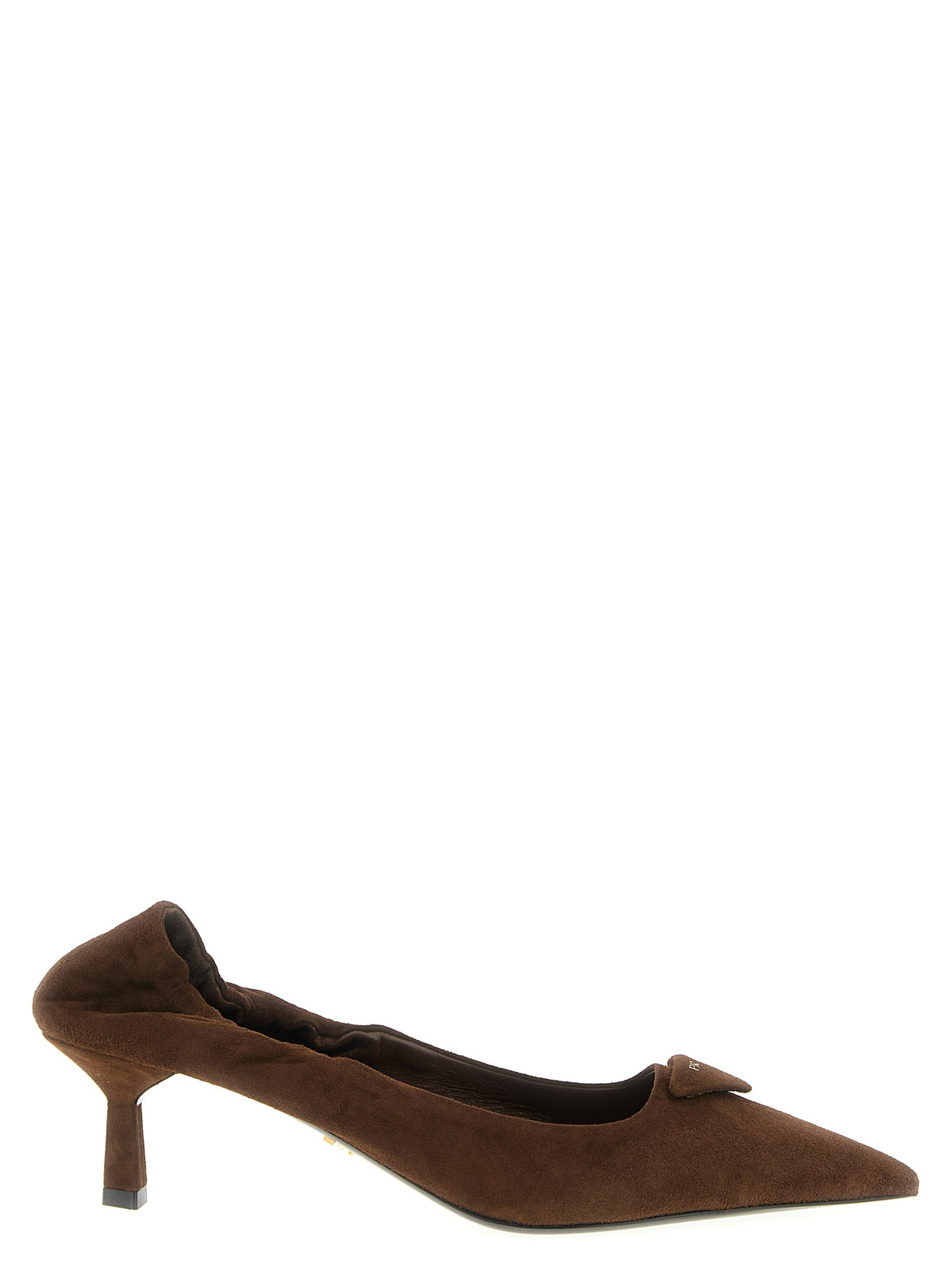 Prada Brown Lamb Leather Mid Heel Women's Pumps