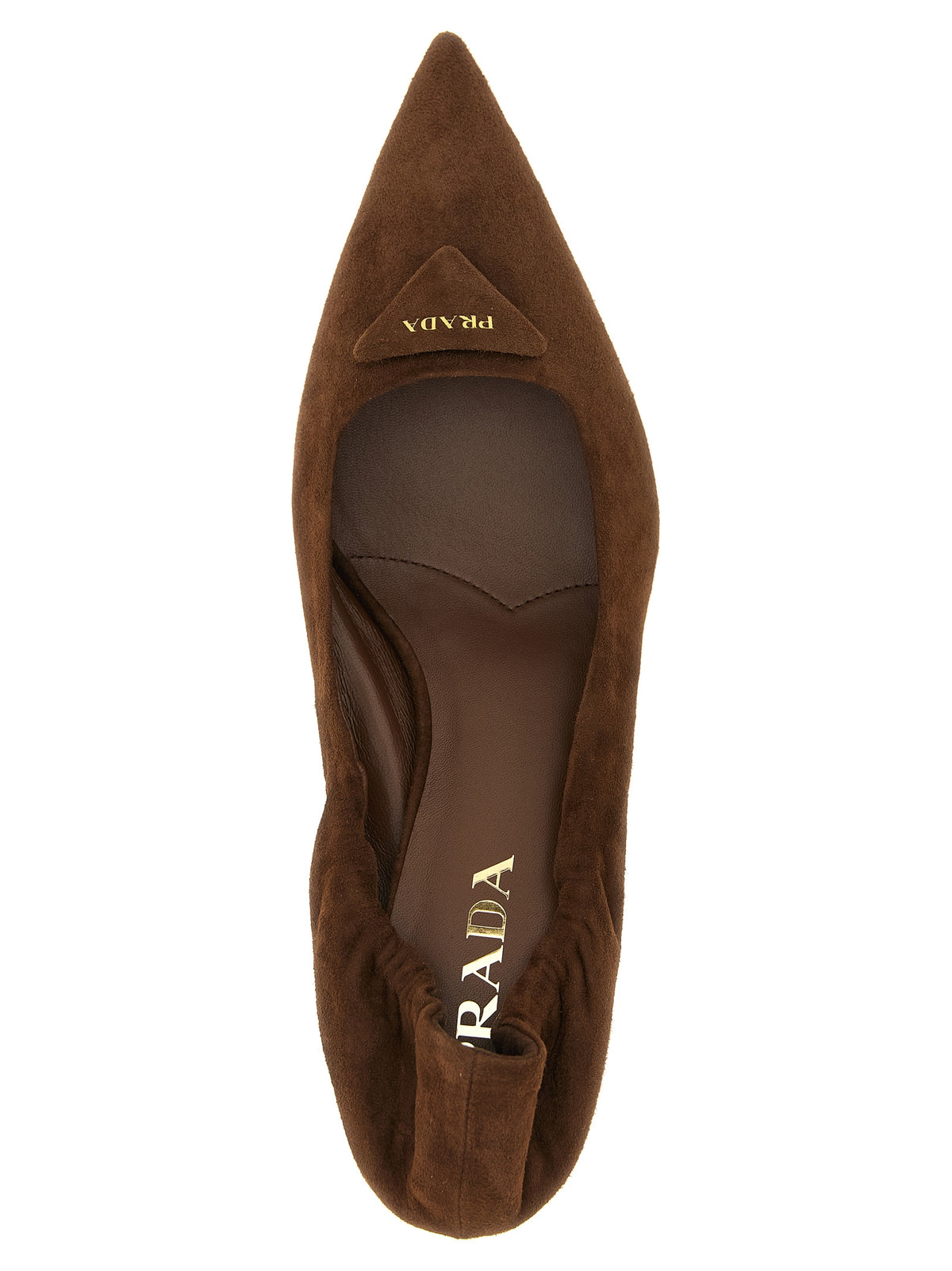 Prada Brown Lamb Leather Mid Heel Women's Pumps