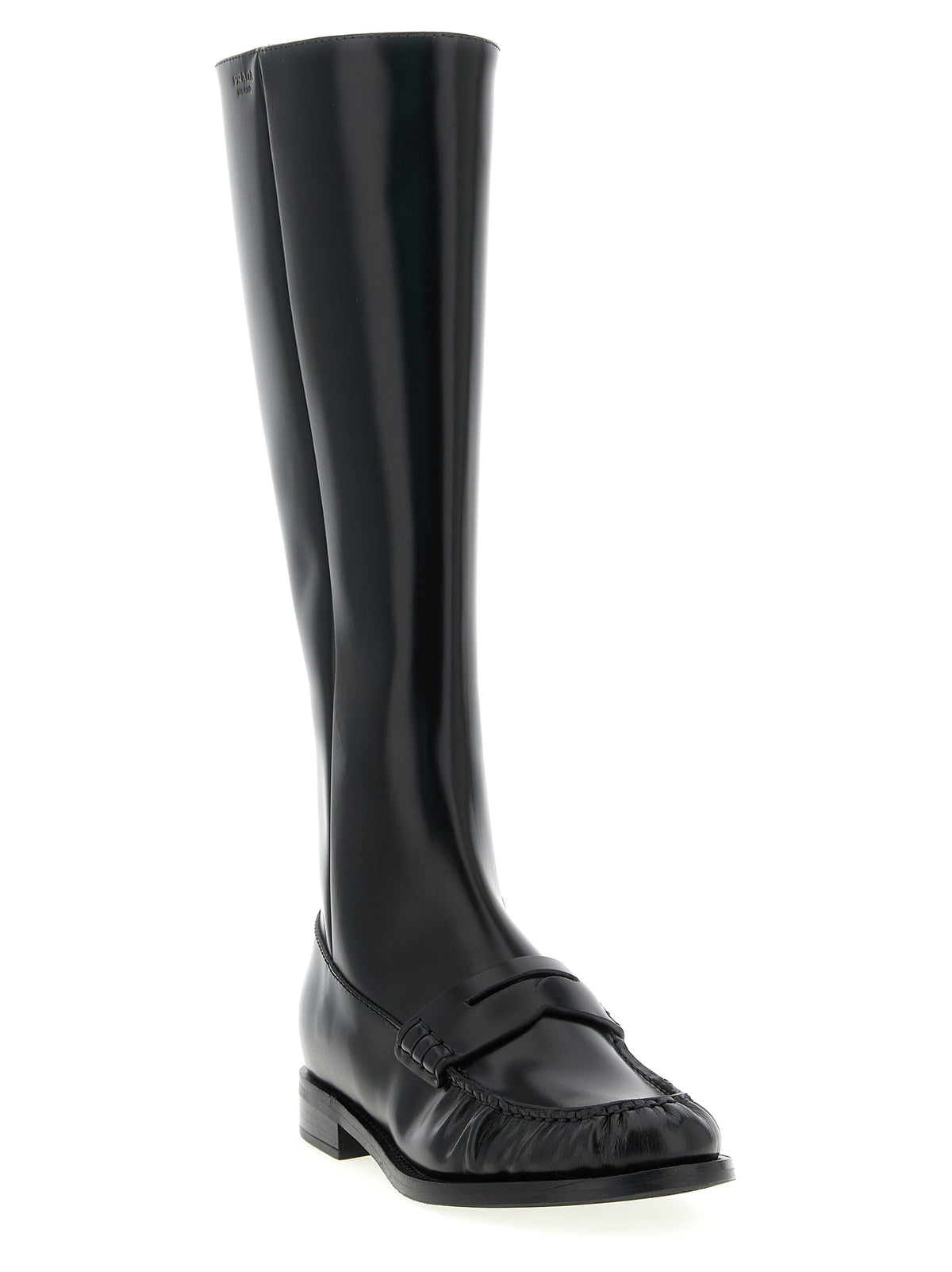 Prada Black Calfskin Over The Women's Knee