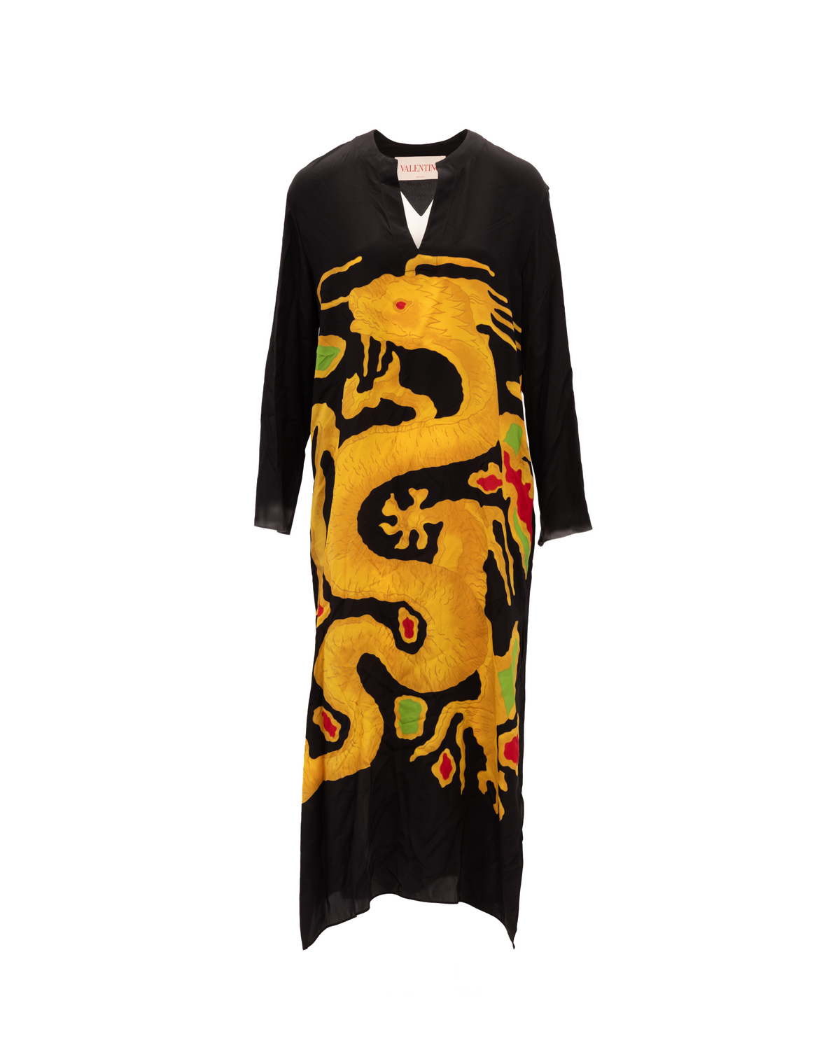 Valentino Garavani Dragon Embroidery Gown Dress in Black and Women's Yellow