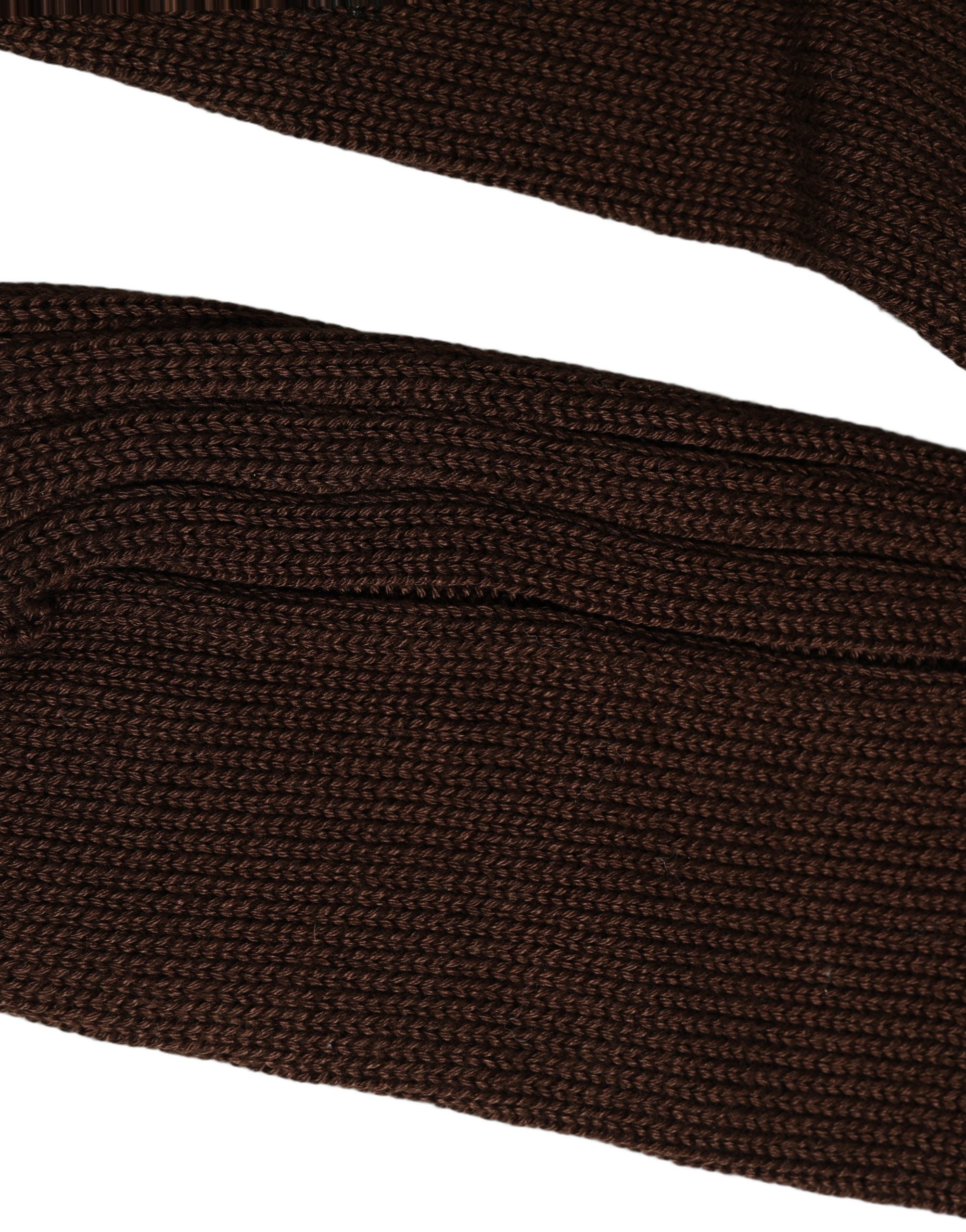 Dolce & Gabbana Dark Brown Nylon Ribbed Over The Calf Women's Socks
