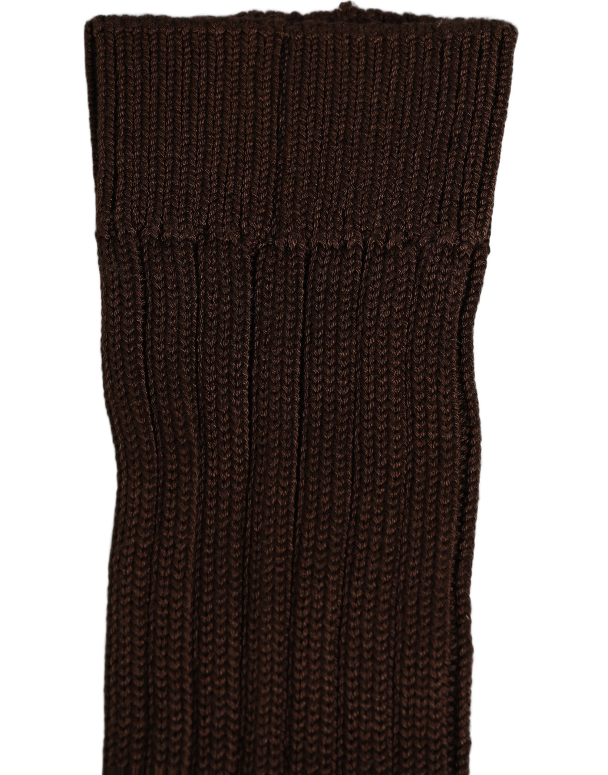 Dolce & Gabbana Dark Brown Nylon Ribbed Over The Calf Women's Socks