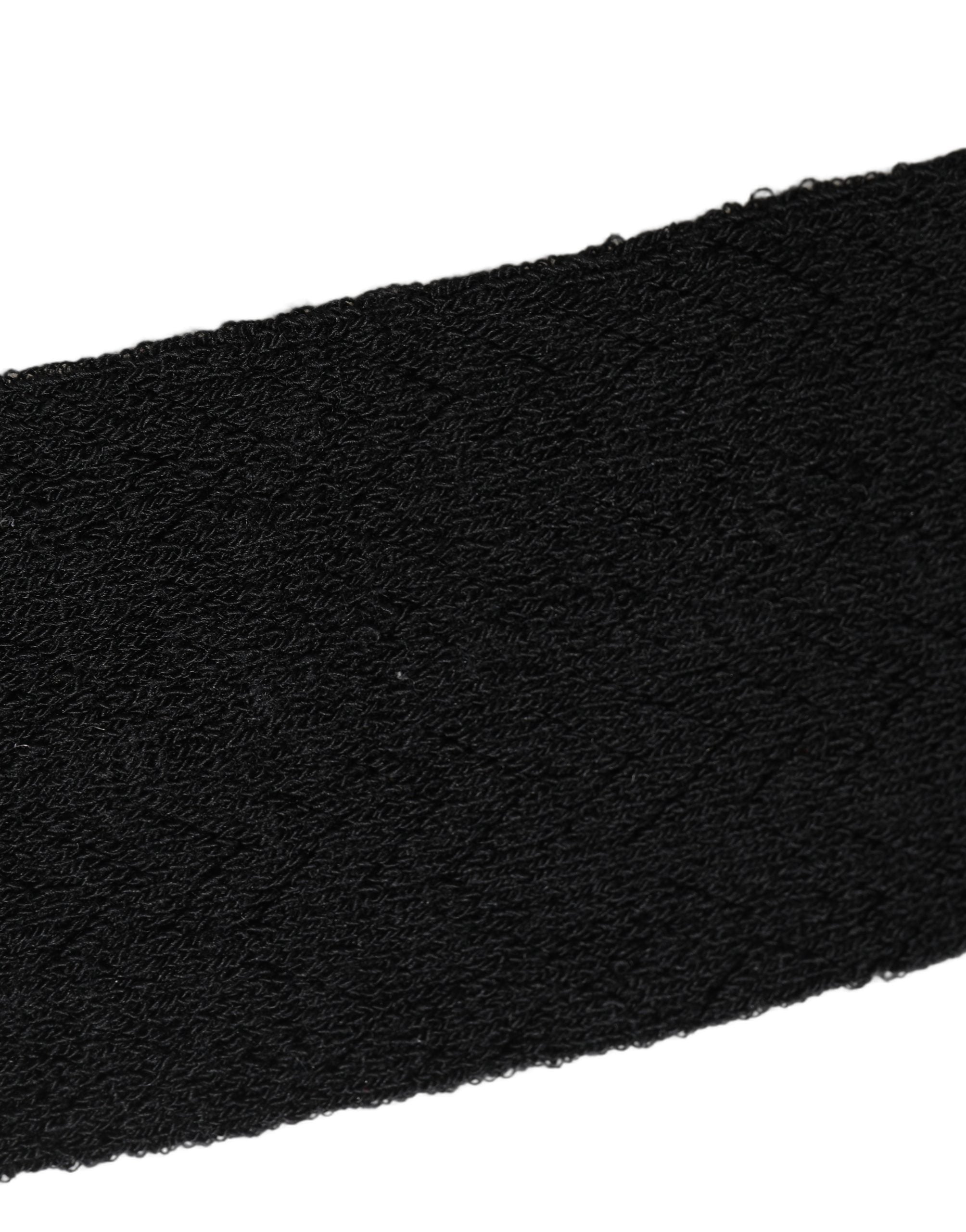Dolce & Gabbana Black Wool Logo Calf Long Women Accessory Women's Socks