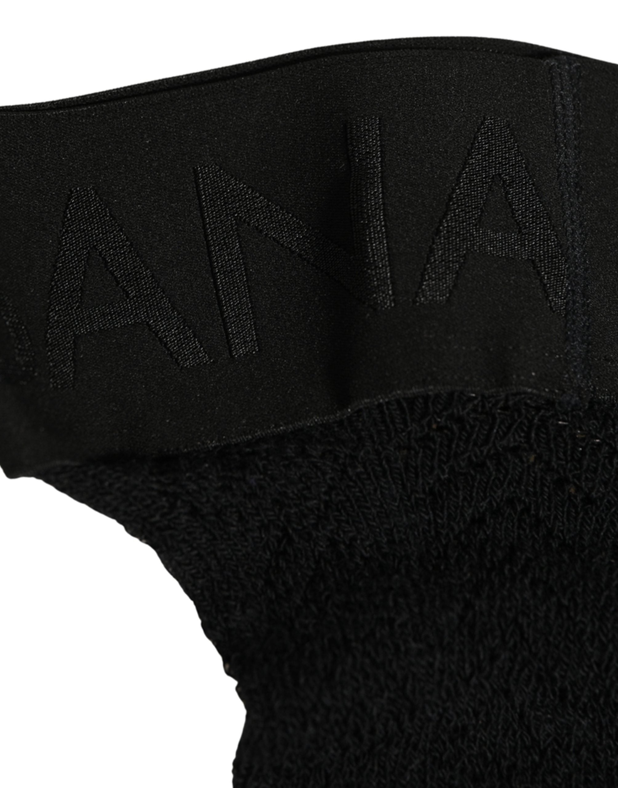 Dolce & Gabbana Black Wool Logo Calf Long Women Accessory Women's Socks