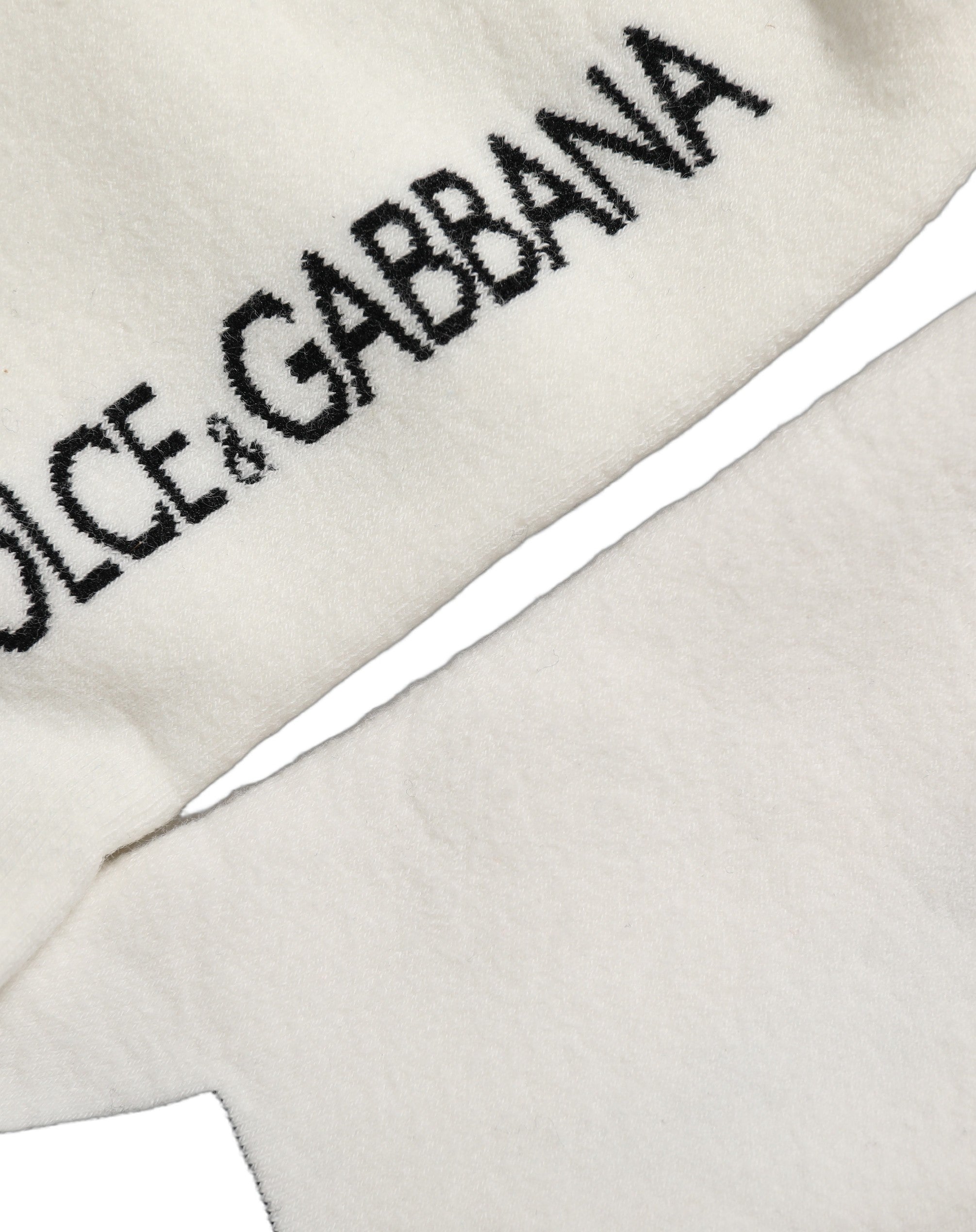 Dolce & Gabbana White Black Cotton Stretch Knee High Women's Socks