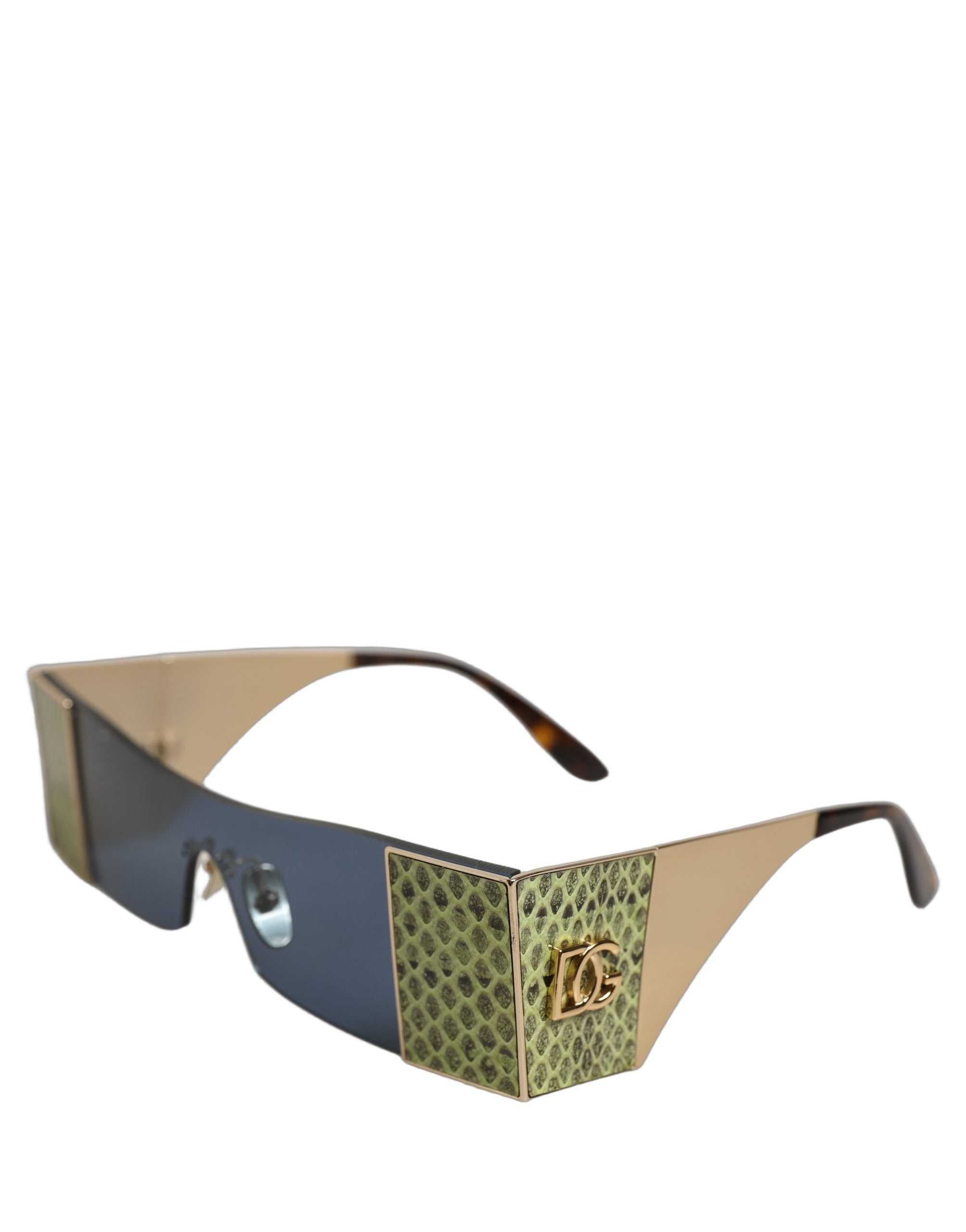 Dolce & Gabbana Gold Metal DG2263 Rectangle Snakeskin Frame Women's Sunglasses