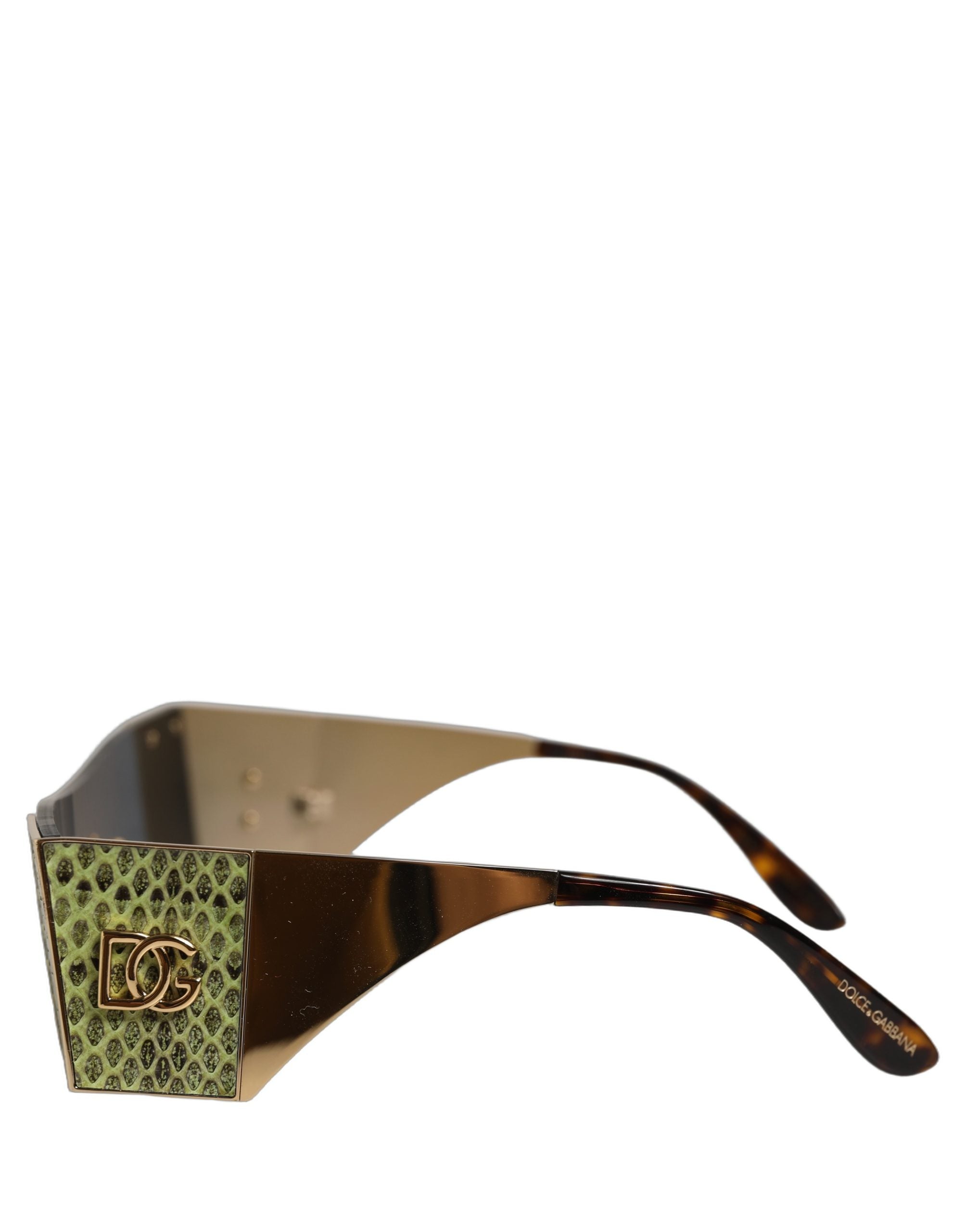Dolce & Gabbana Gold Metal DG2263 Rectangle Snakeskin Frame Women's Sunglasses