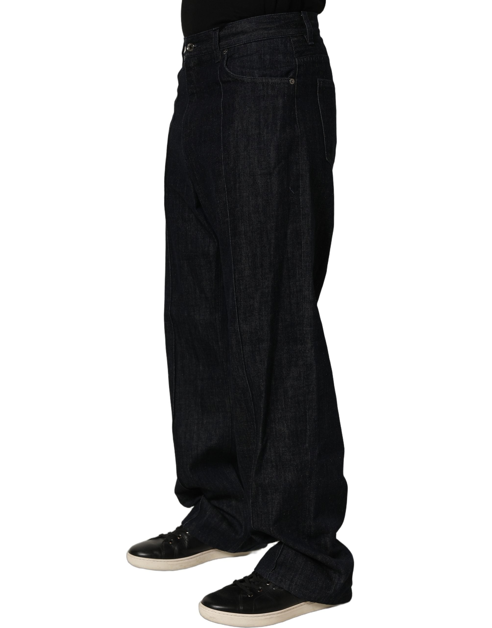 Dolce & Gabbana Dark Blue Relaxed Wide Leg Cotton Denim Men's Jeans (Pre-Owned)
