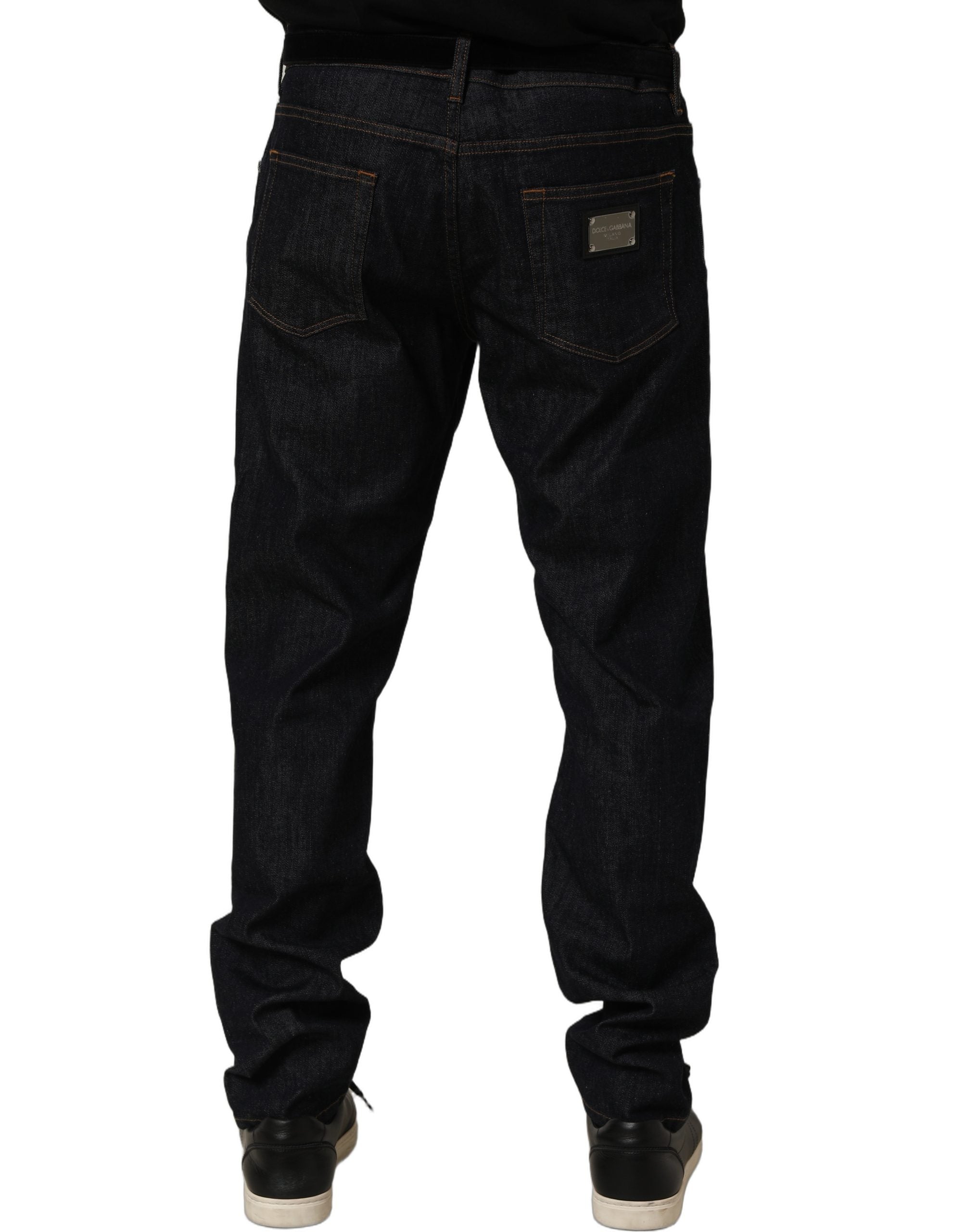 Dolce & Gabbana Dark Gray Cotton Slim Fit Men Denim Men's Jeans