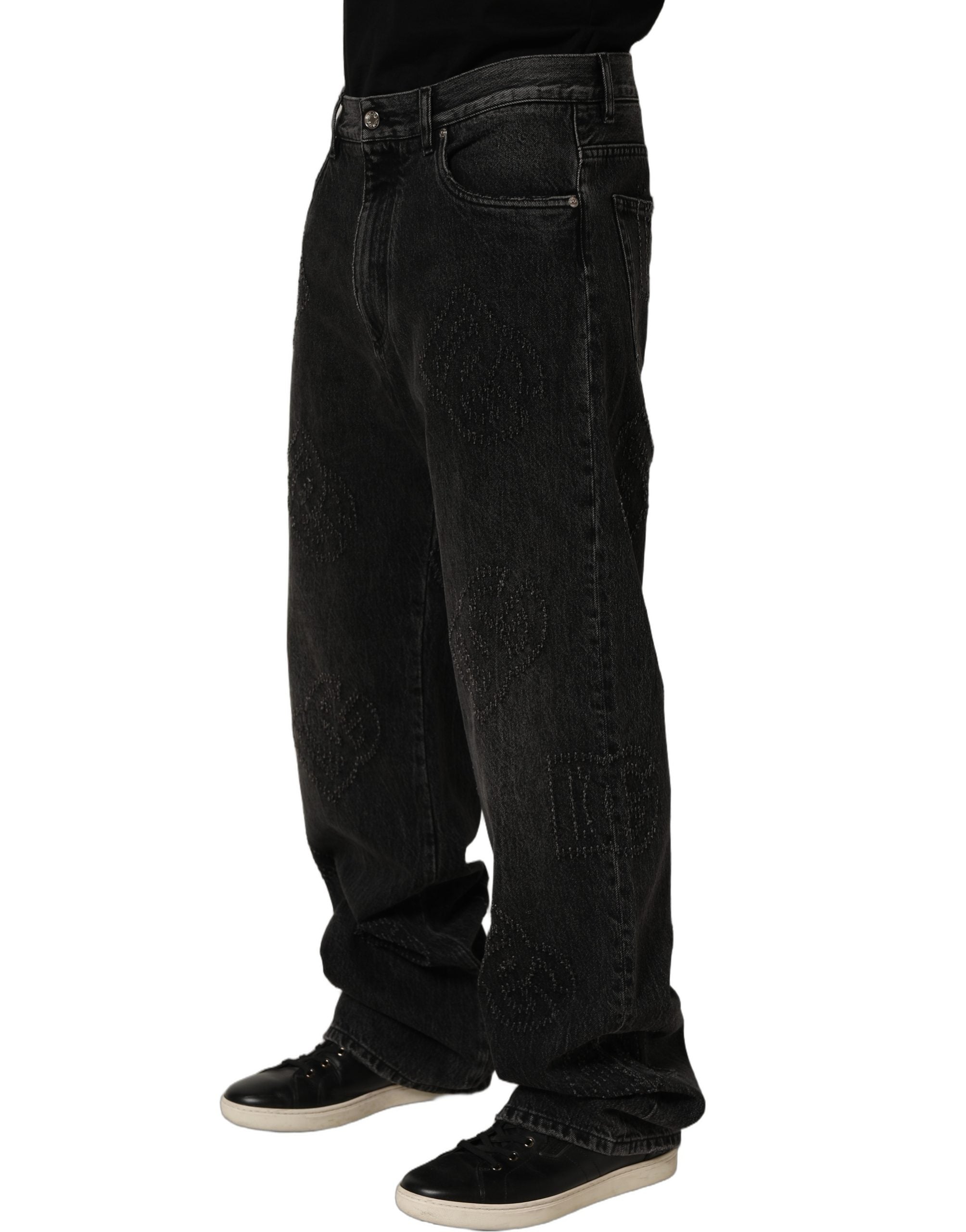 Dolce & Gabbana Dark Gray Cotton WideLeg Oversize Denim Men's Jeans