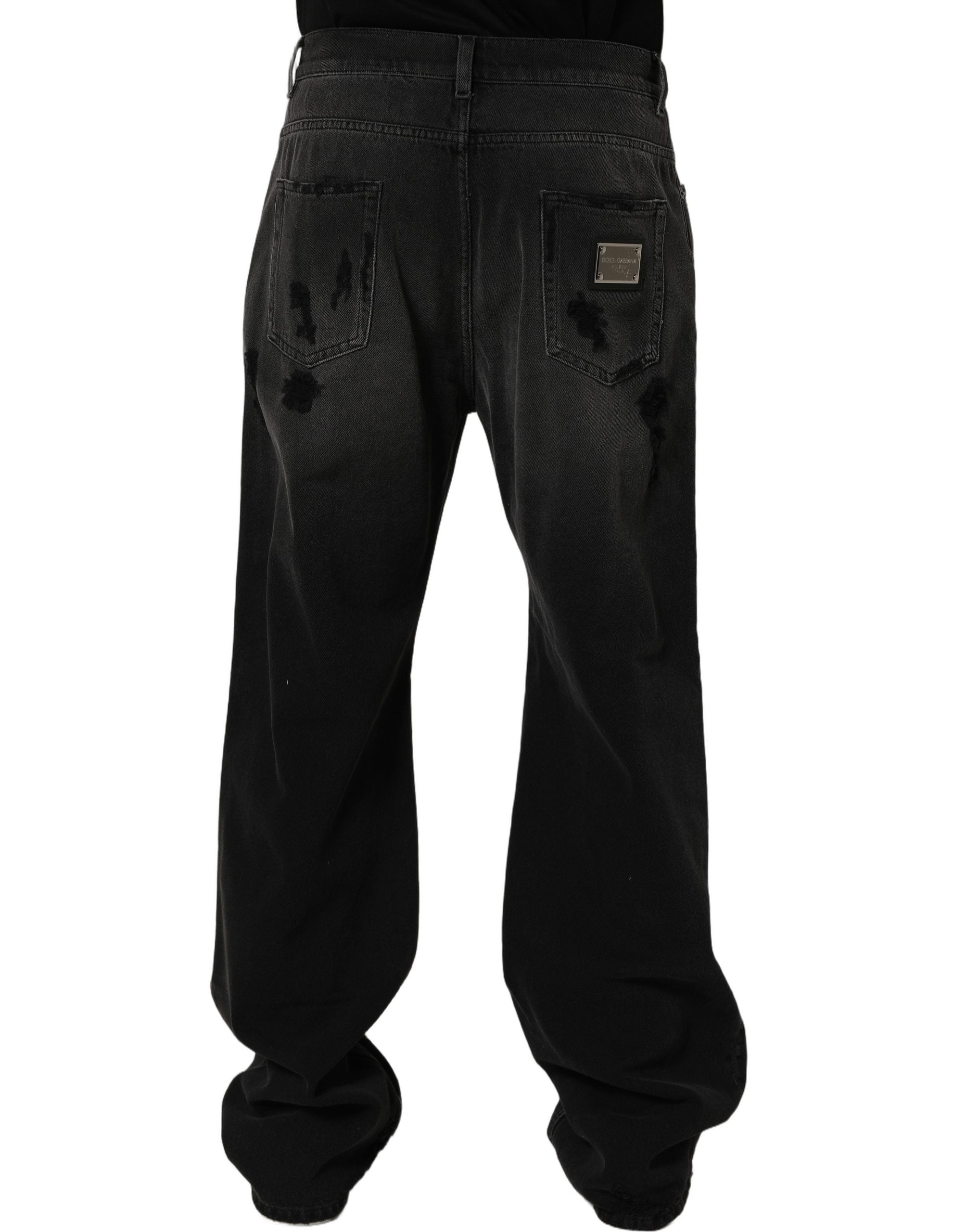 Dolce & Gabbana Dark Gray Distressed Oversize Men Denim Men's Jeans