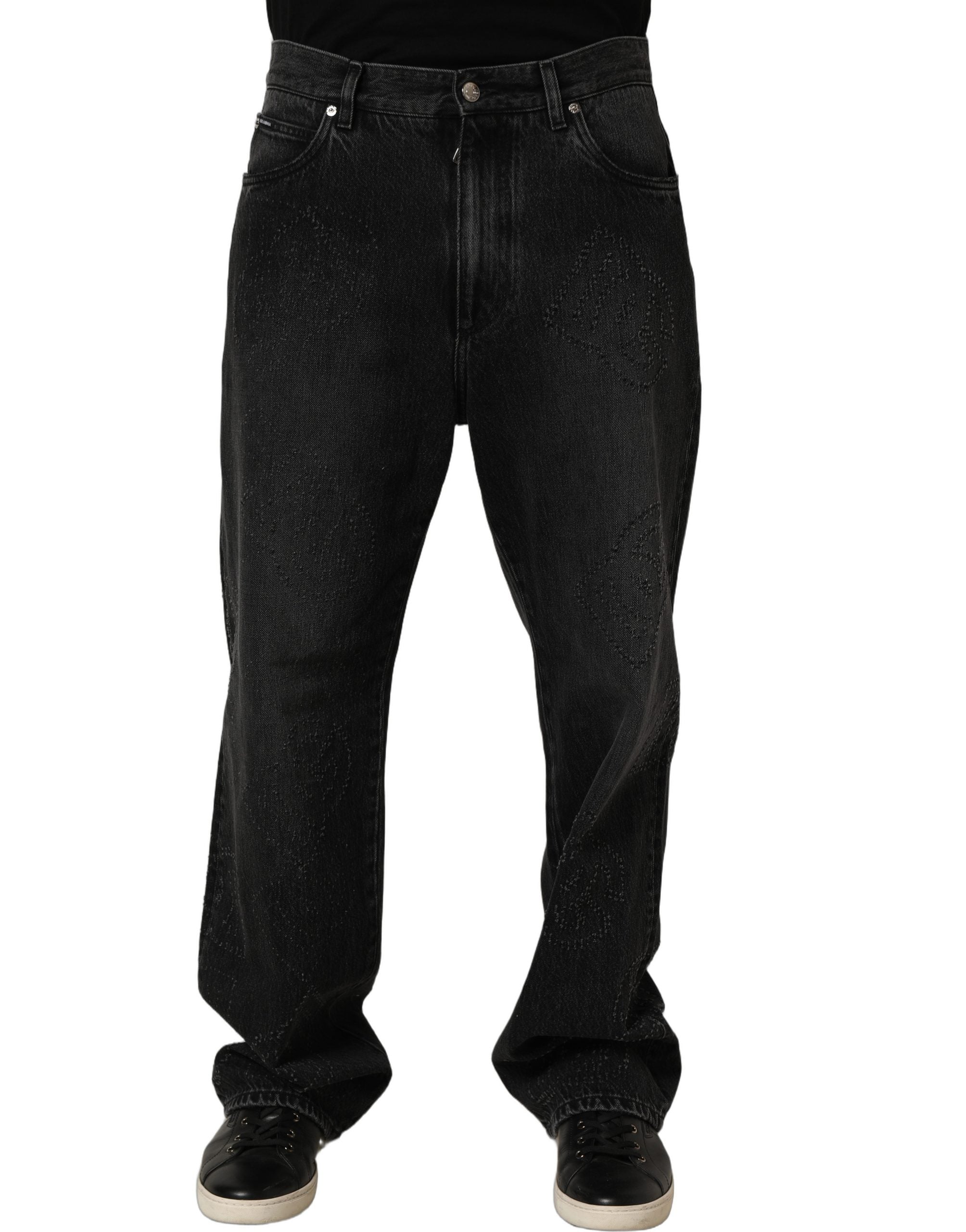 Dolce & Gabbana Dark Gray Cotton WideLeg Oversize Denim Men's Jeans