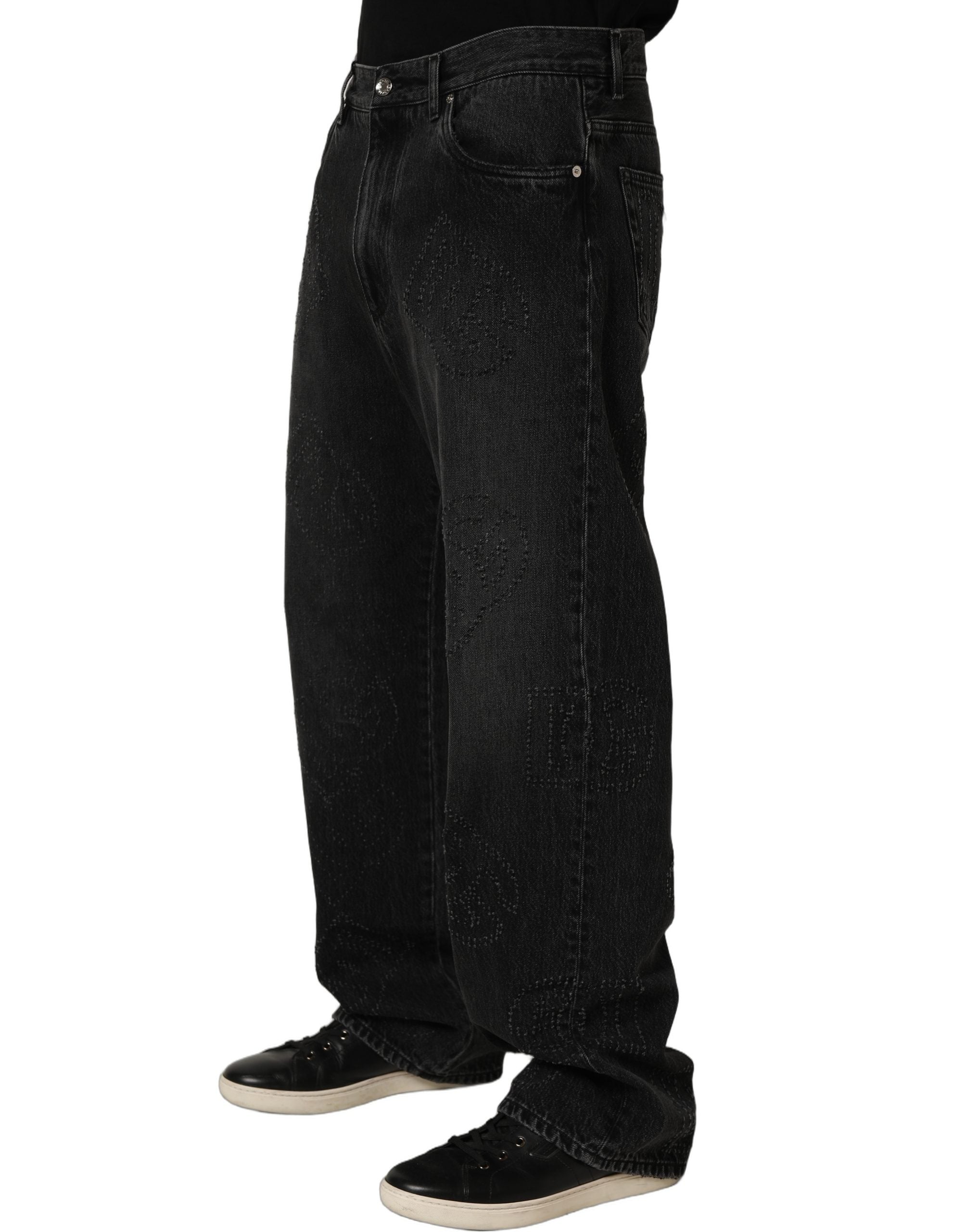 Dolce & Gabbana Dark Gray Cotton WideLeg Oversize Denim Men's Jeans