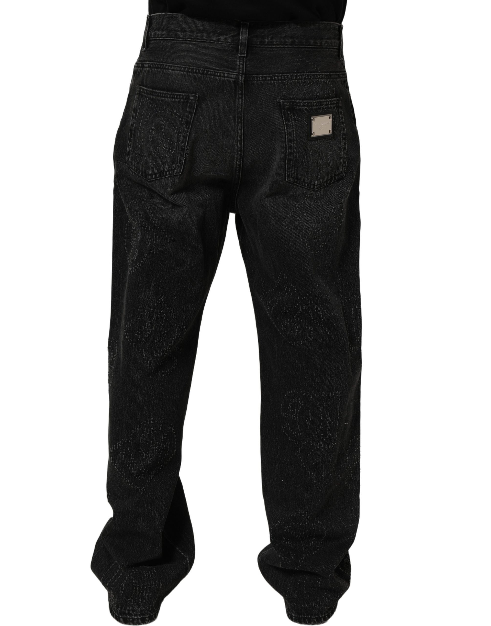 Dolce & Gabbana Dark Gray Cotton WideLeg Oversize Denim Men's Jeans