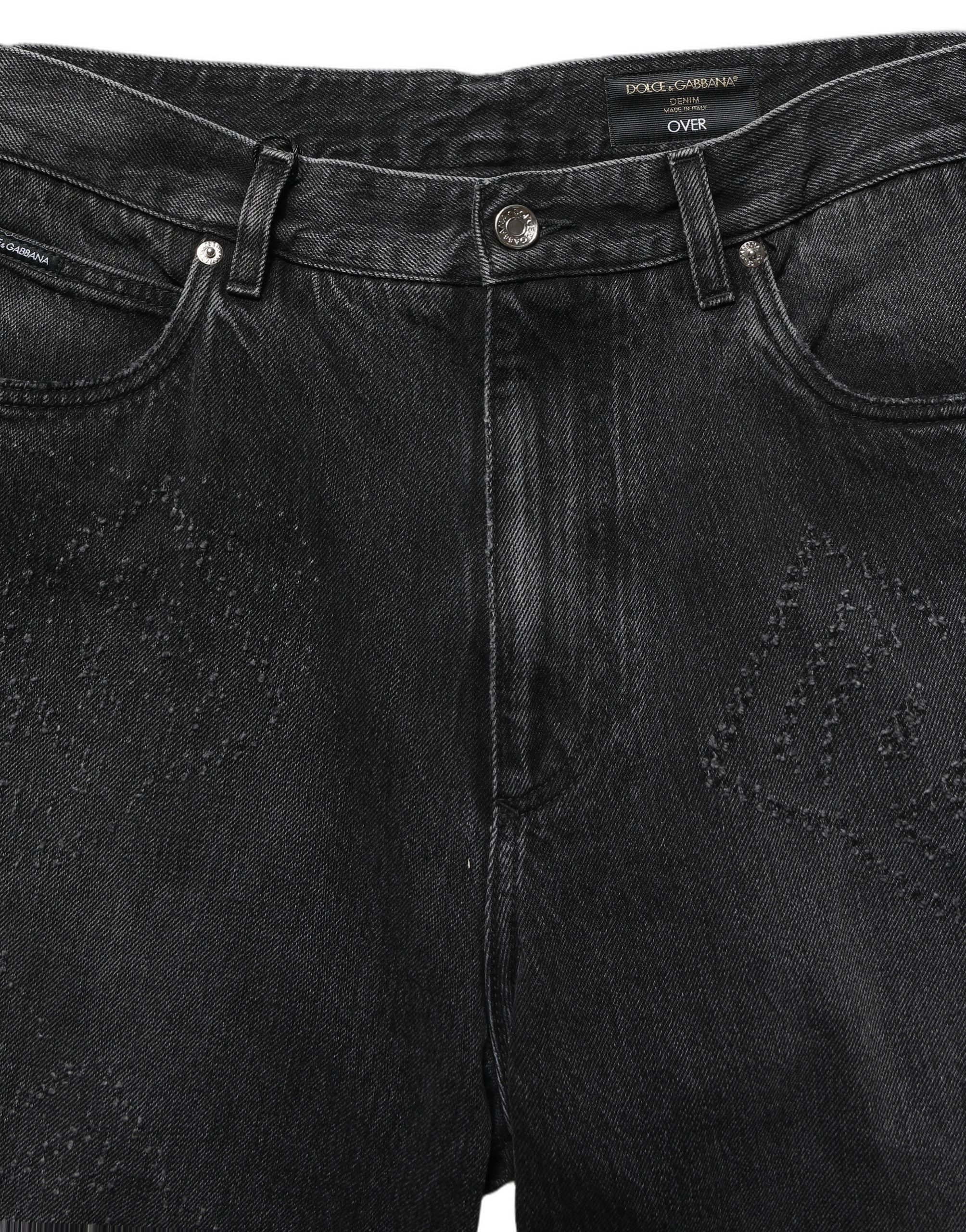 Dolce & Gabbana Dark Gray Cotton WideLeg Oversize Denim Men's Jeans